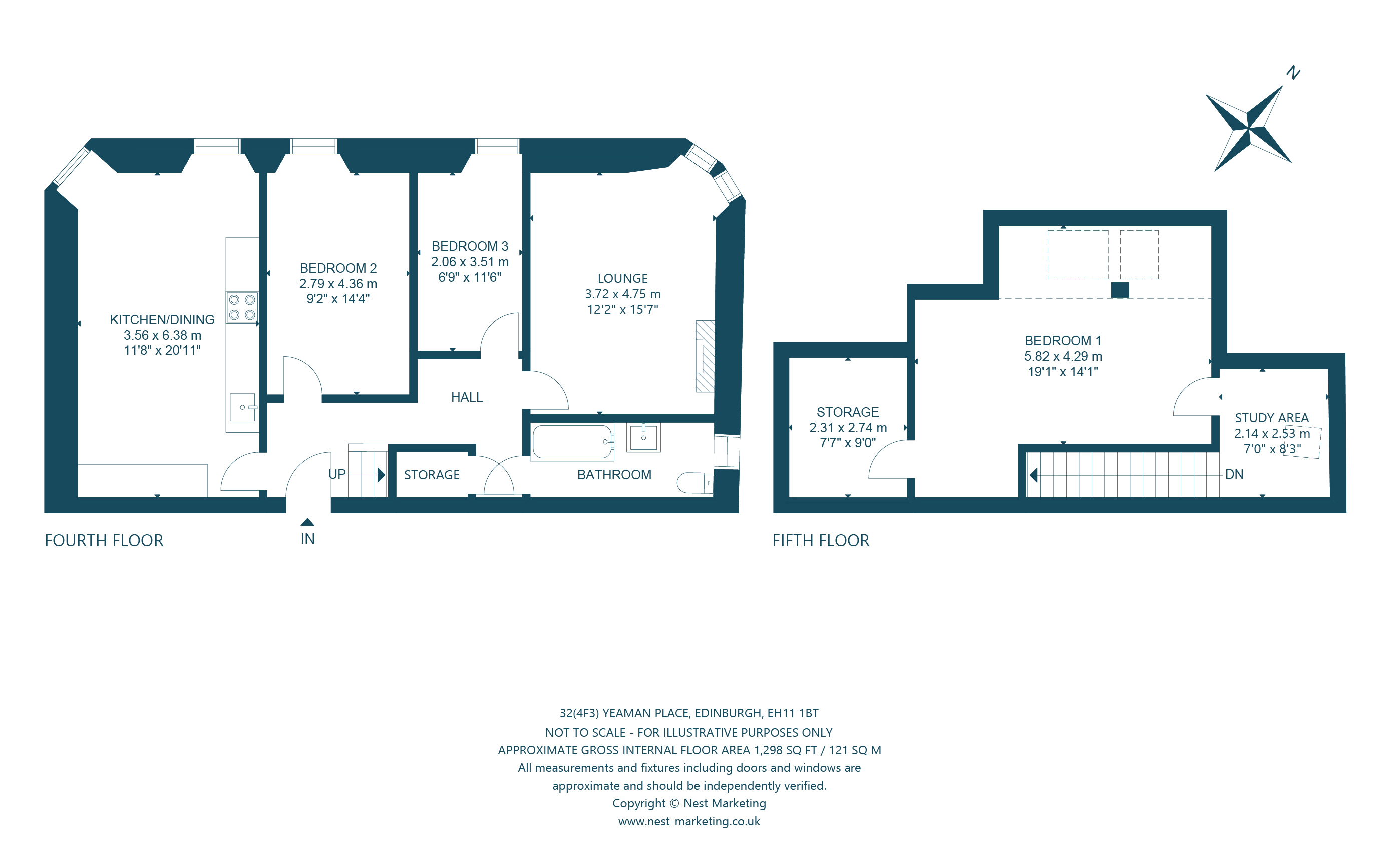32(4F3) Yeaman Place, Polworth, Edinburgh EH11, 3 bedroom flat for sale