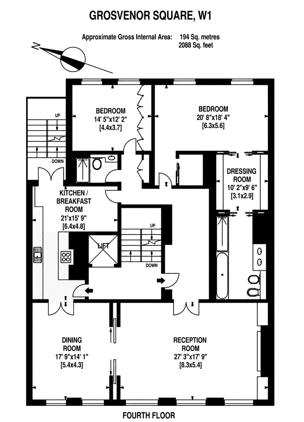 Flat 4, 5, Grosvenor Square, London floorplan