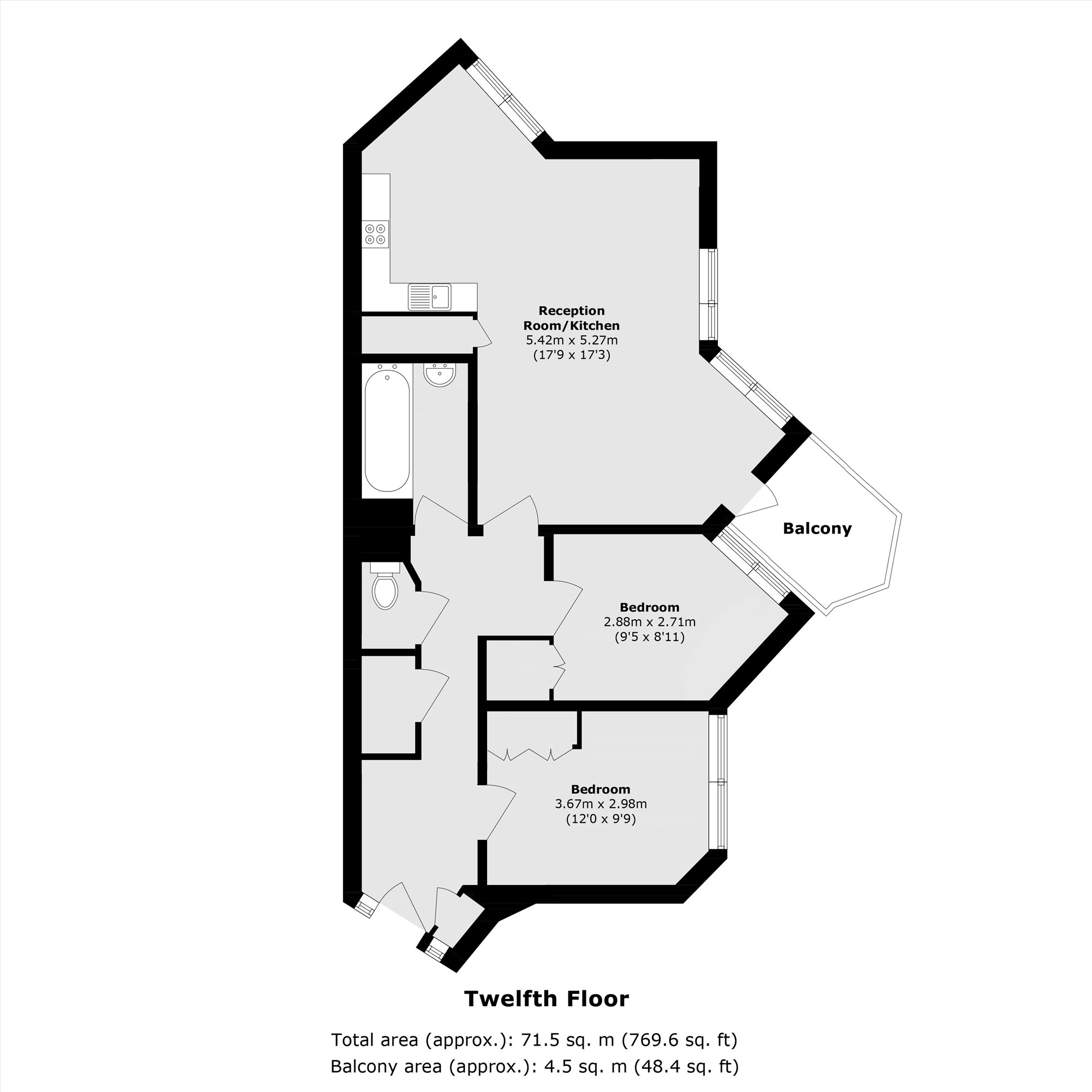 Flat 42, Blantyre Tower, Worlds End Estate, London floorplan