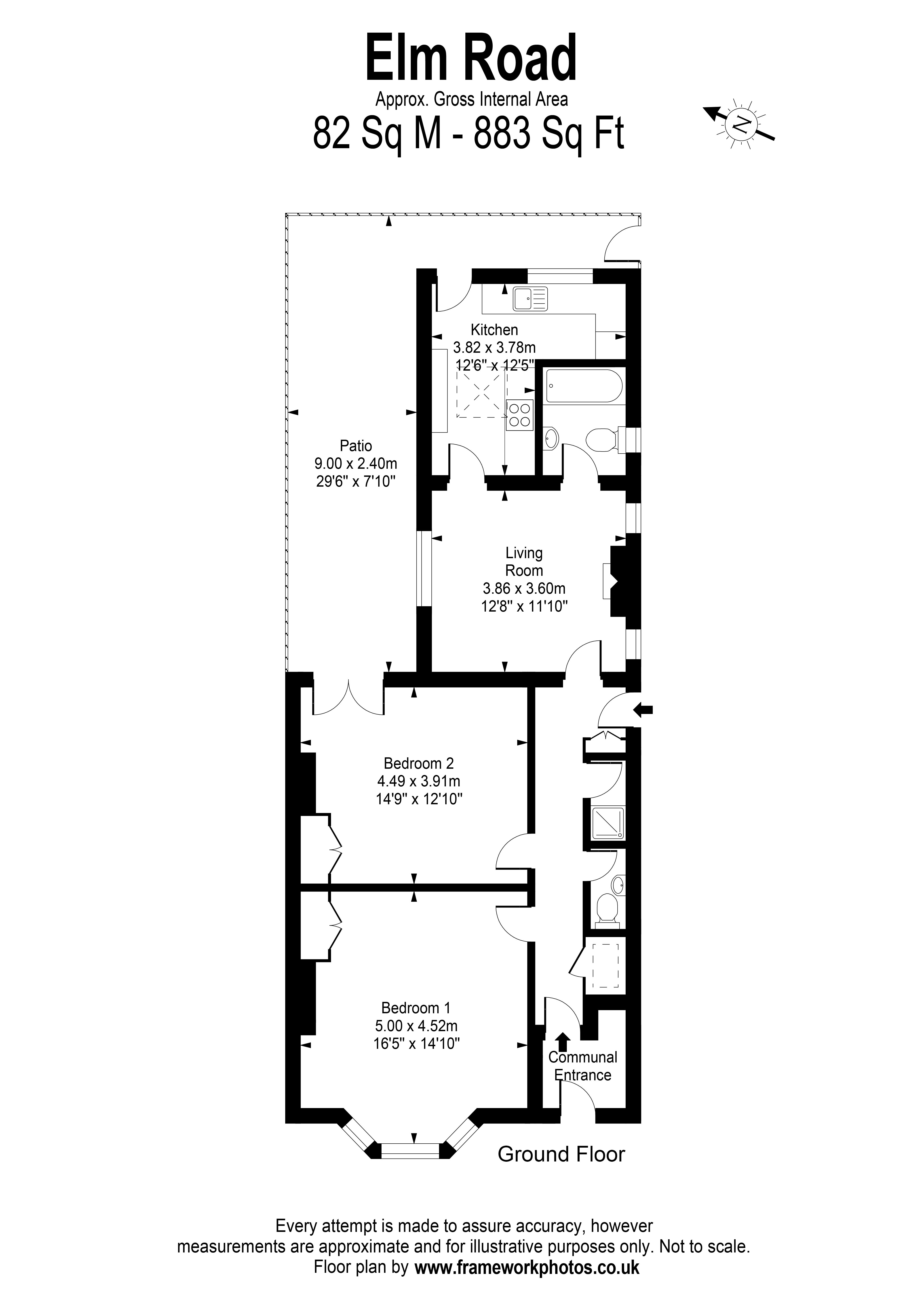 2 Bedrooms Flat to rent in Elm Road, London SW14