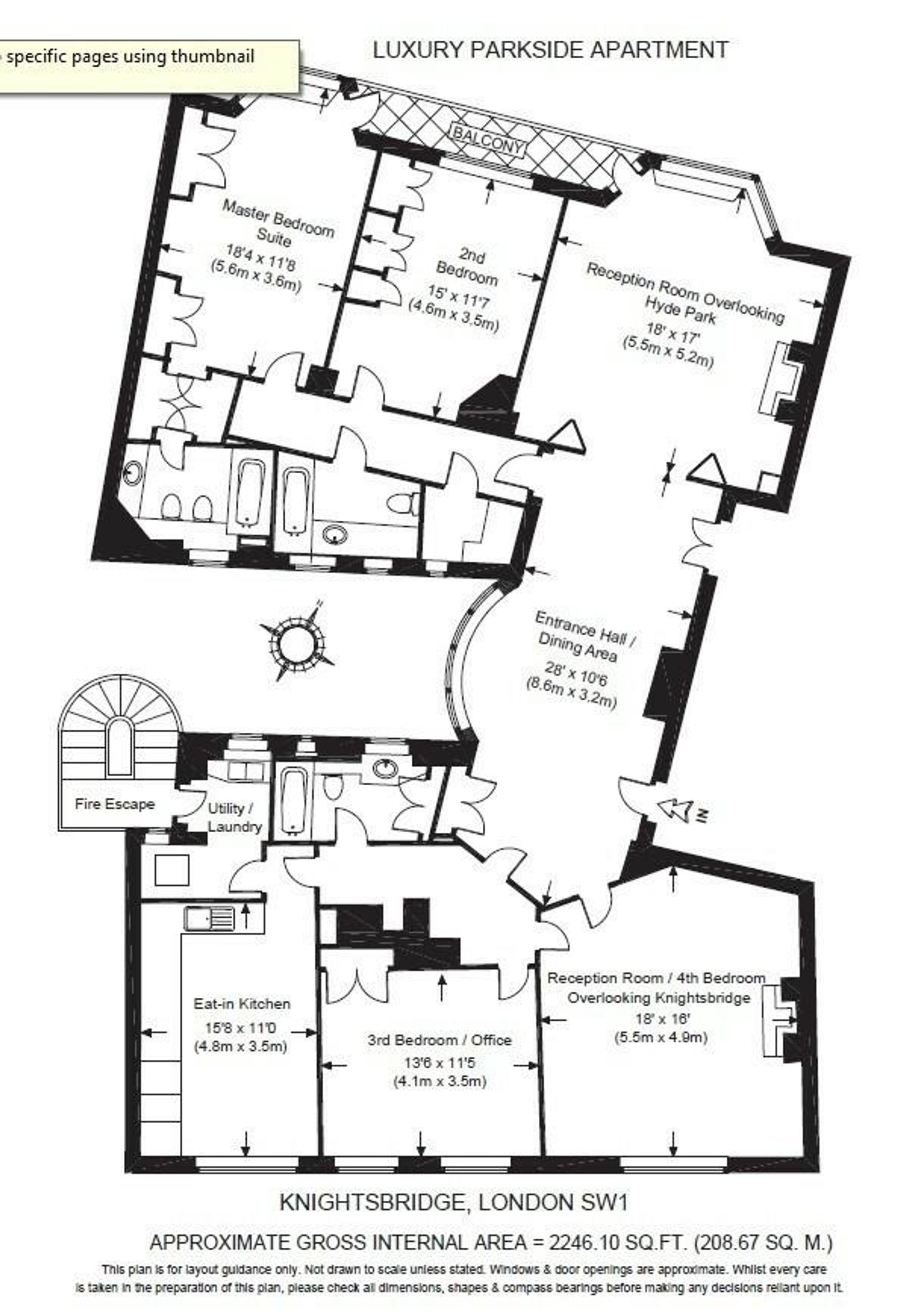 Flat 16, Parkside Knightsbridge, London floorplan