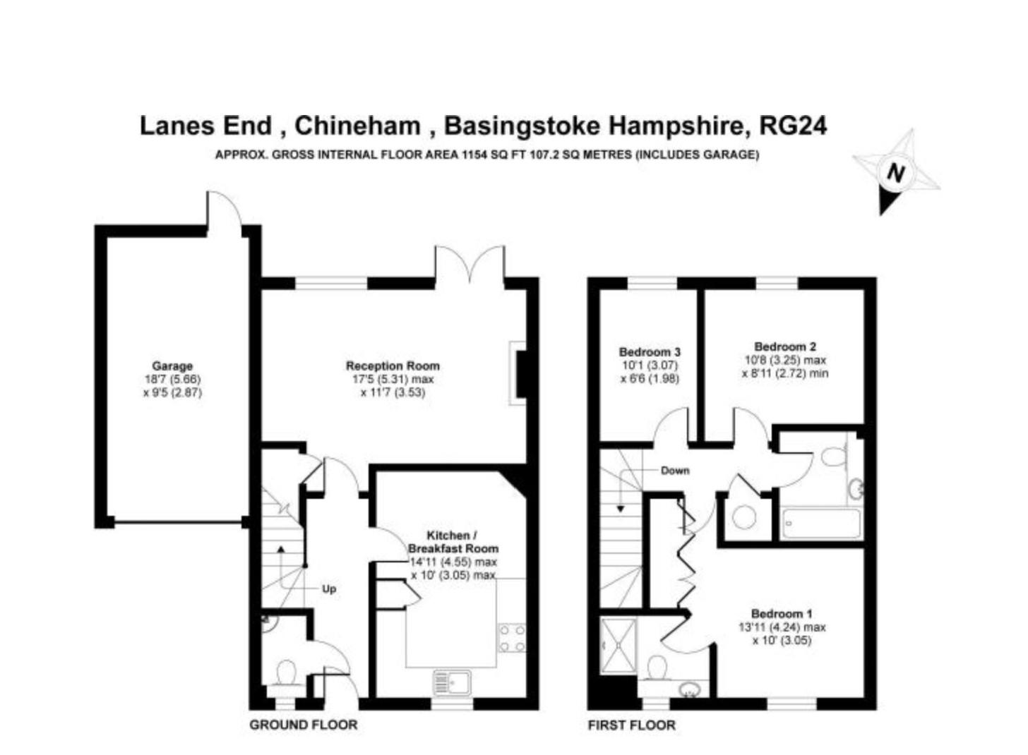 Lanes End, Chineham, Basingstoke RG24, 3 bedroom semidetached house