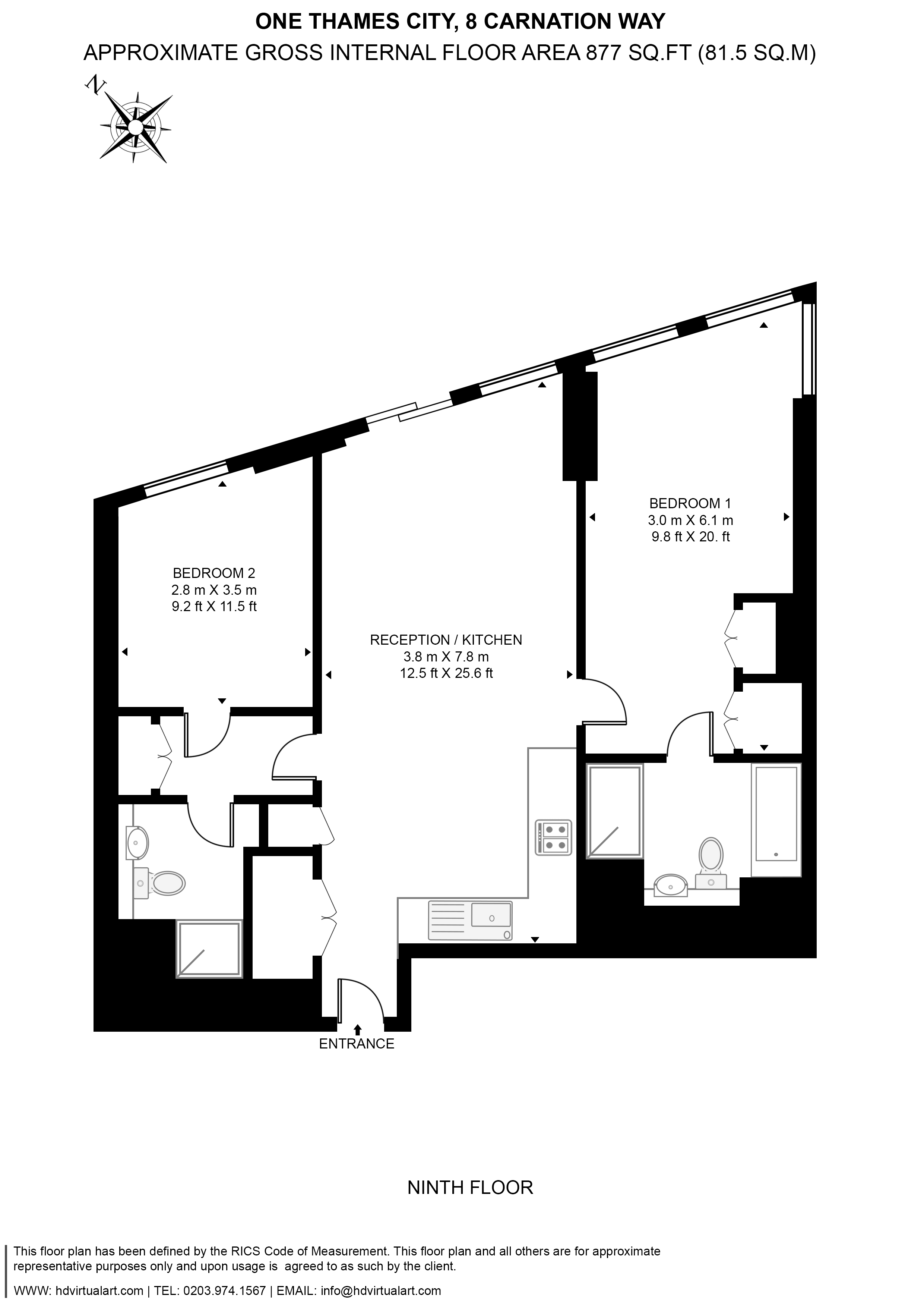 Apartment A902, 8, Carnation Way, Nine Elms floorplan