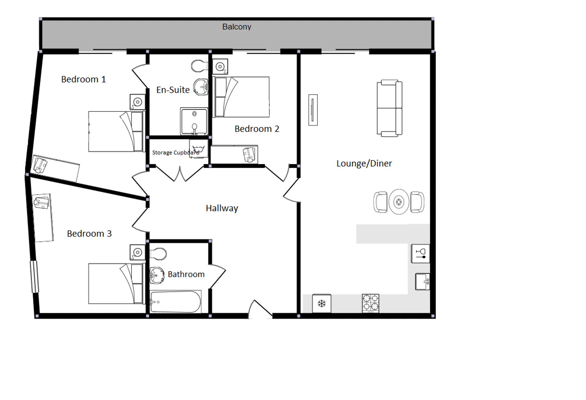 36B Chatham Waters, South House, Gillingham floorplan