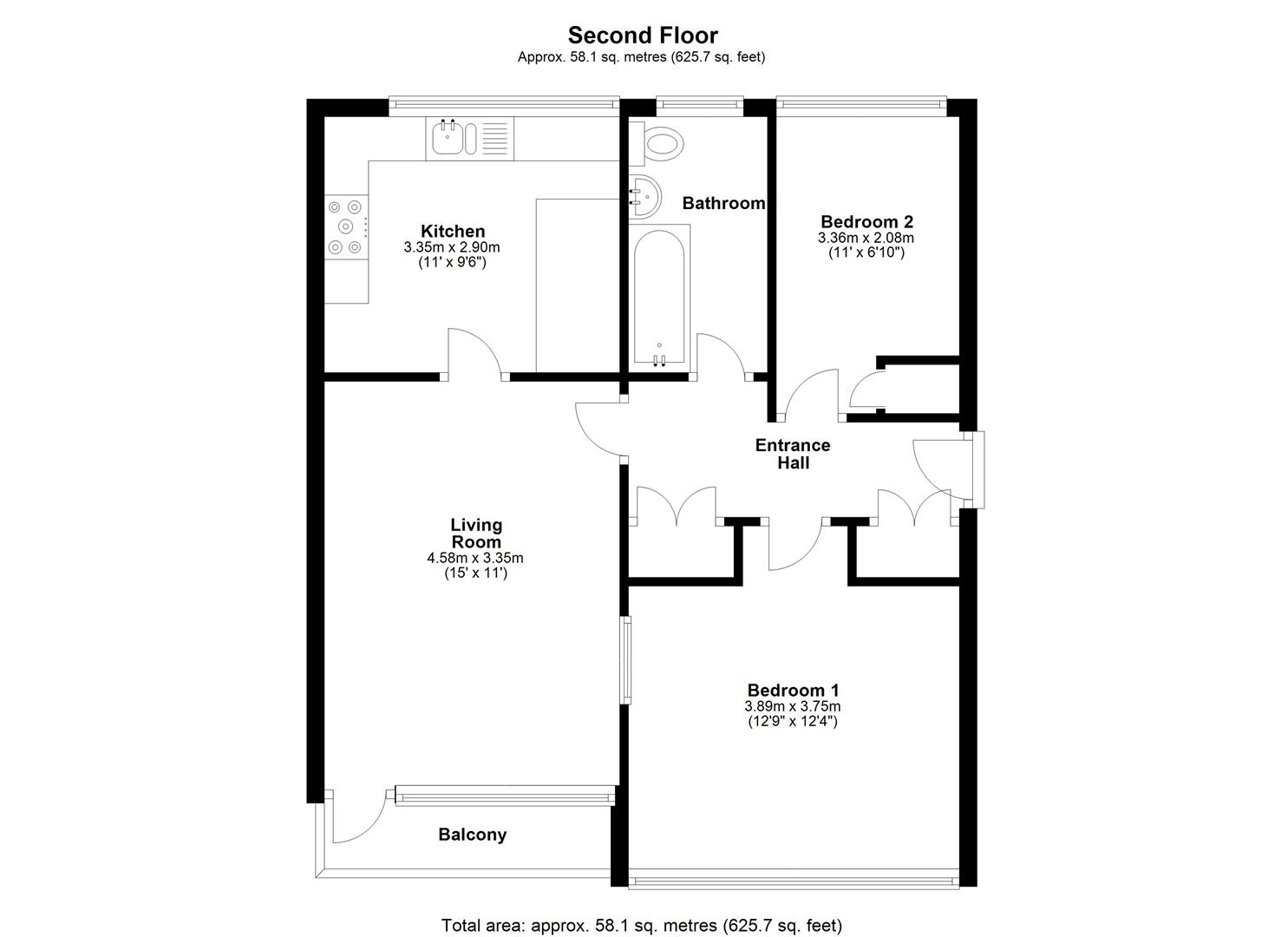 Flat 47, Kildare Court, Barcombe Close, Eastbourne floorplan