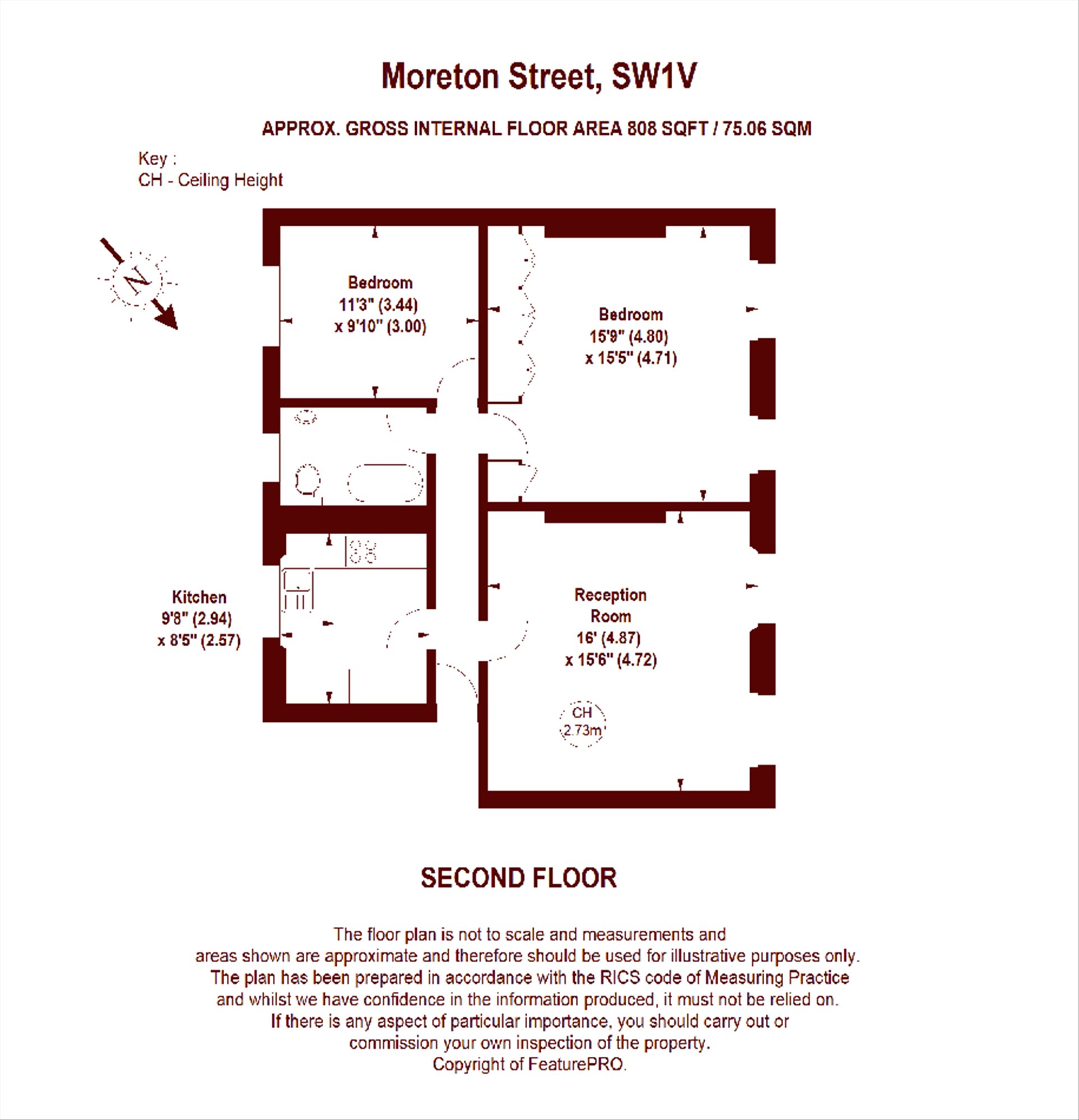 Second Floor Flat, 31, Moreton Street, London floorplan