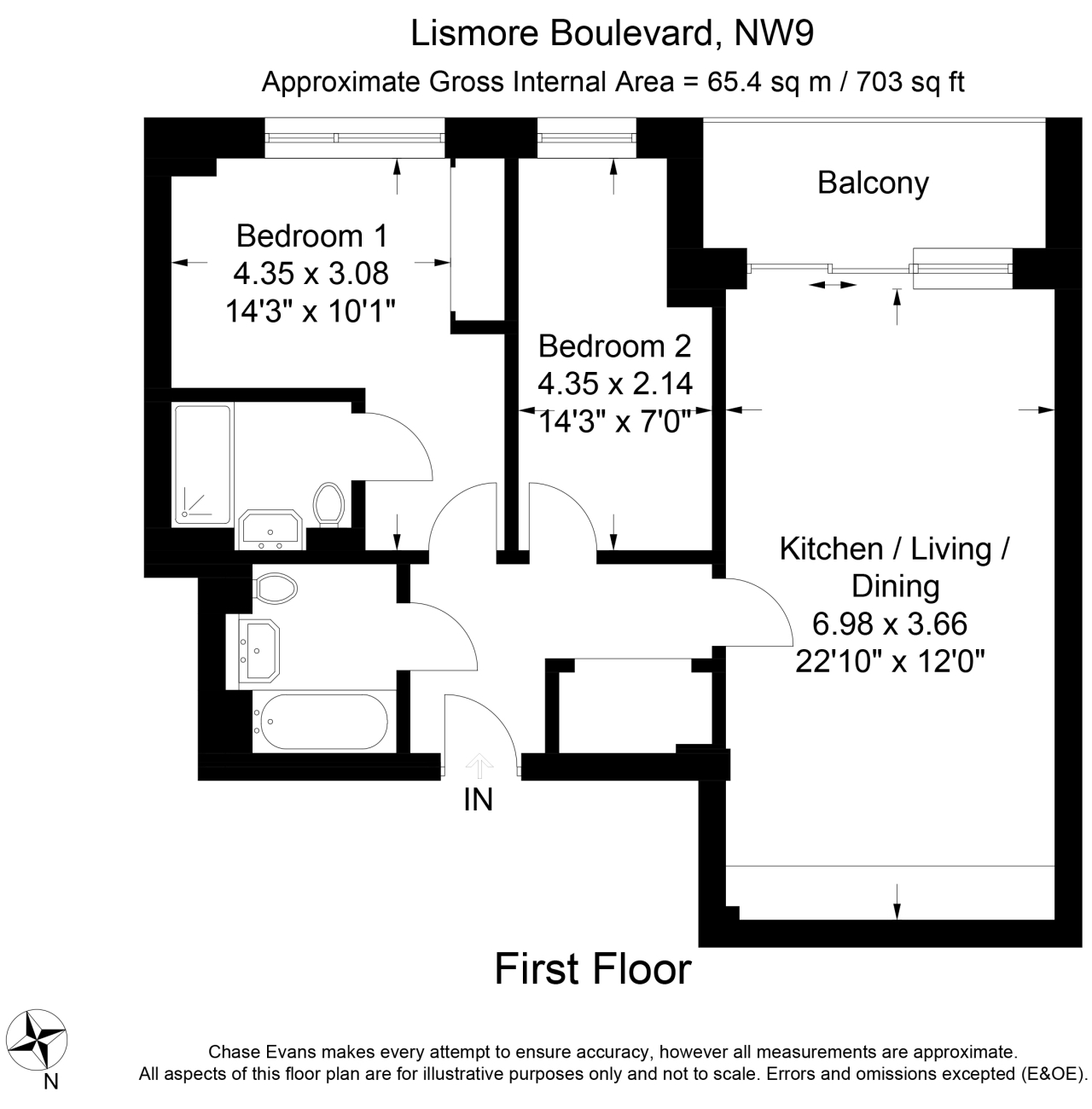 Flat 32 Reverence House,, 8, Lismore Boulevard, London floorplan