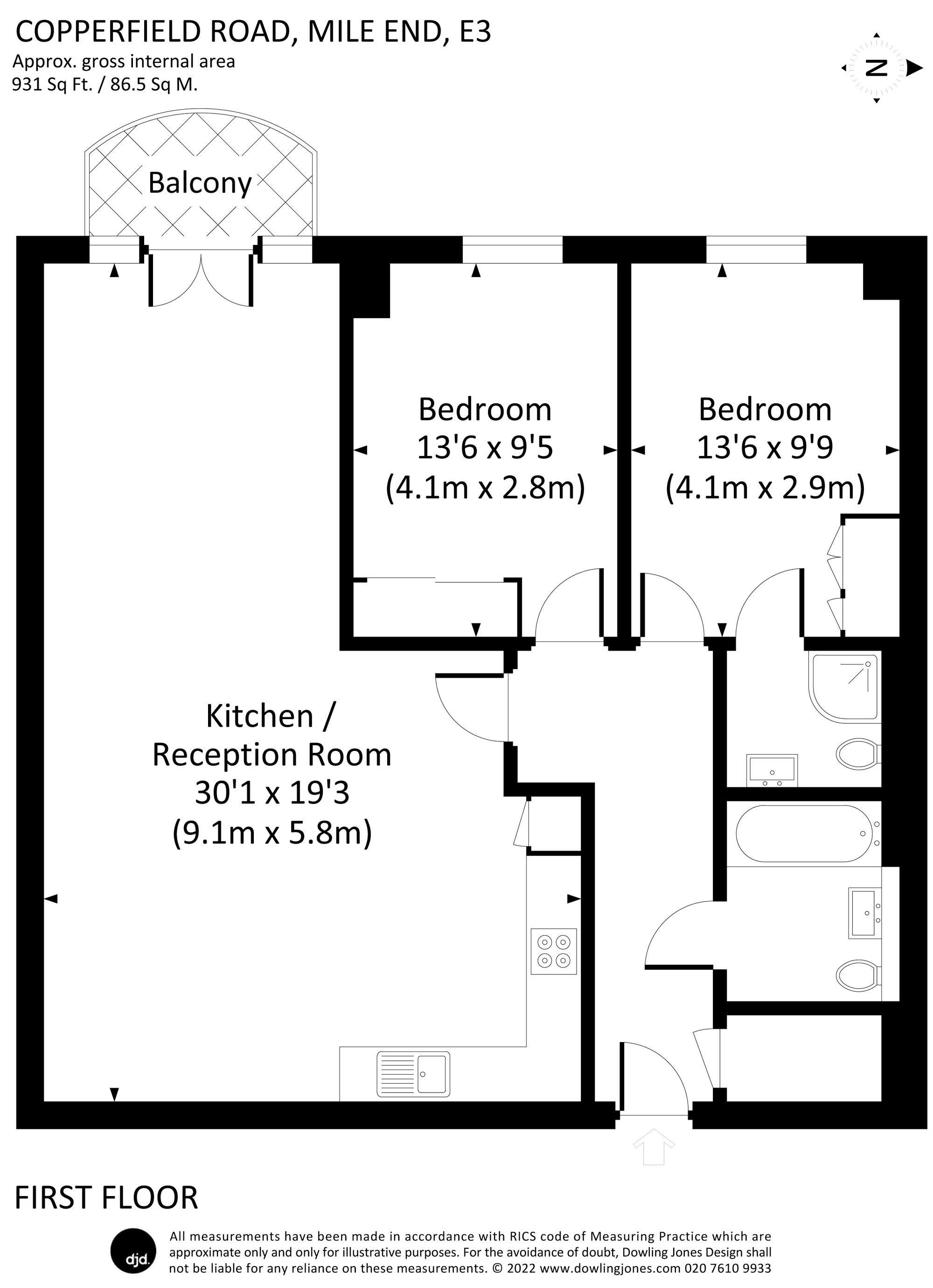 Flat 101, 36-40 Copperfield Road, London floorplan