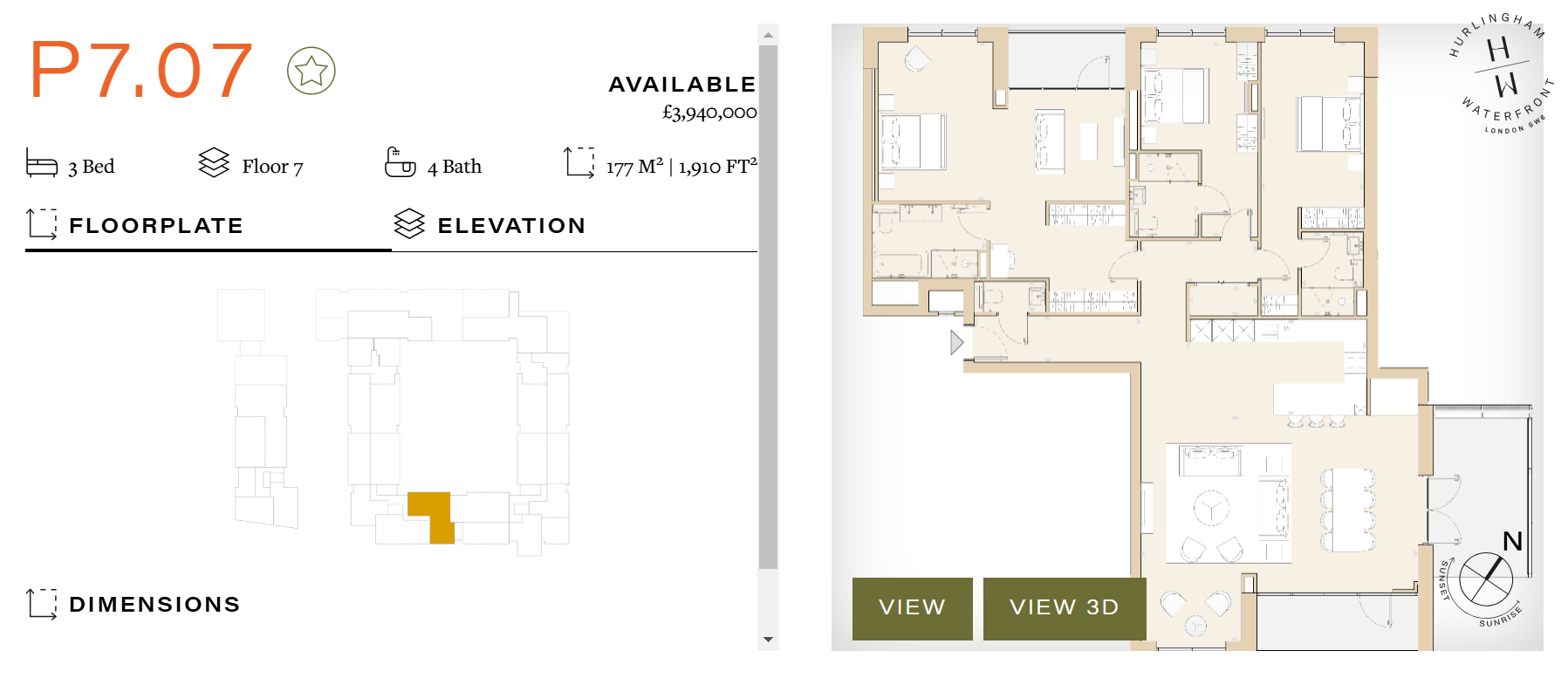 Unit P7.07 (Apartment 172),, Hurlingham Waterfront, Carnwath Road floorplan
