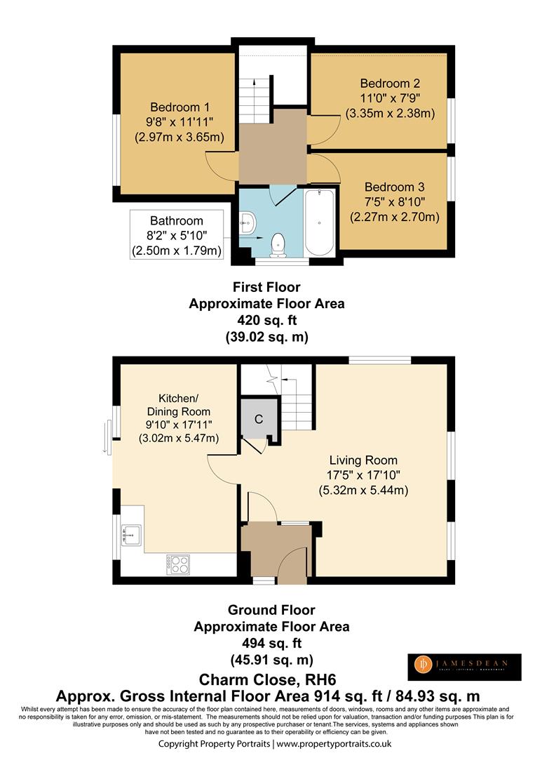14, Charm Close, Horley floorplan