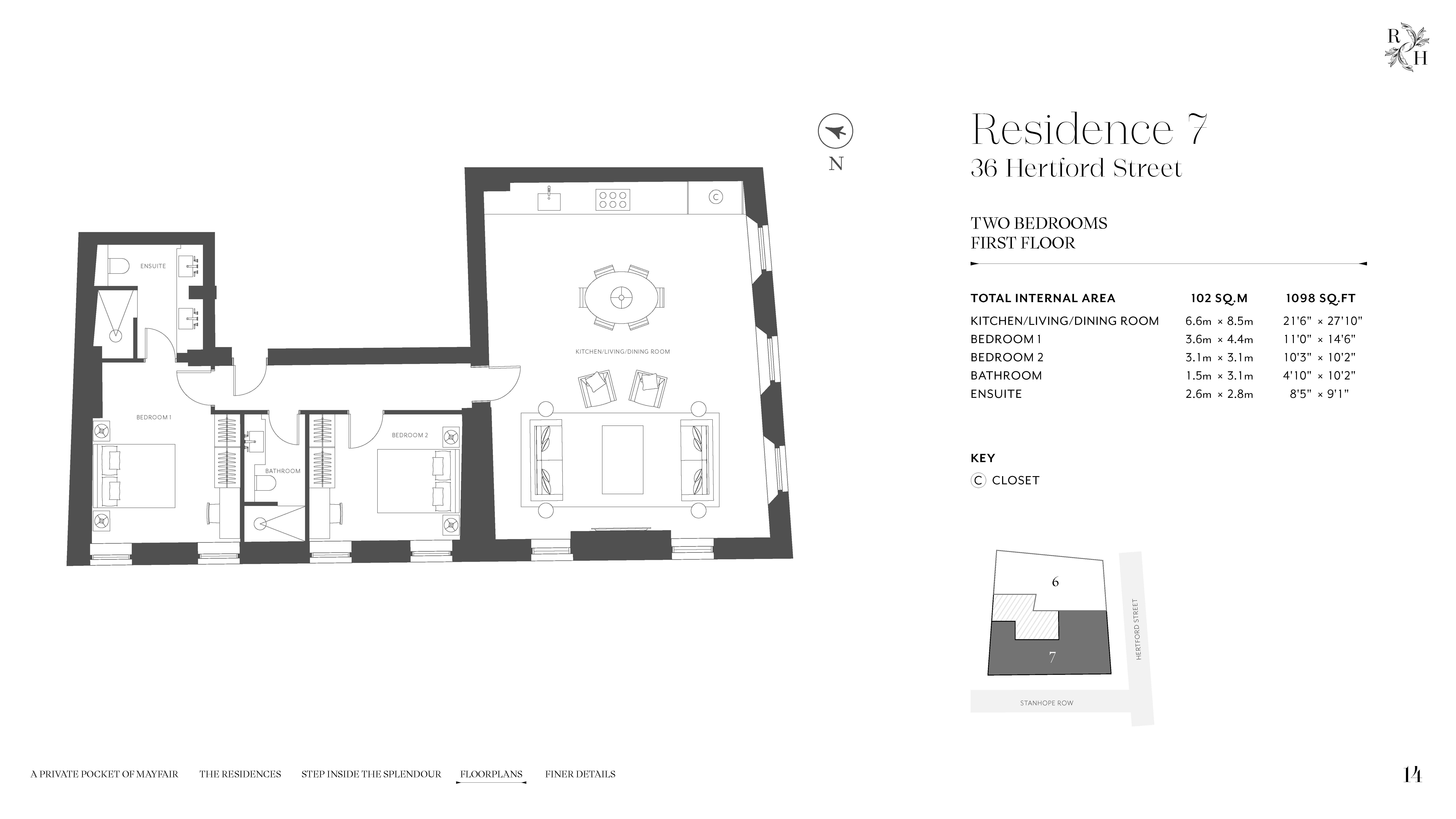 Apt 7, Hertford Street,, 36 & 37 Hertford Street Residences, London floorplan