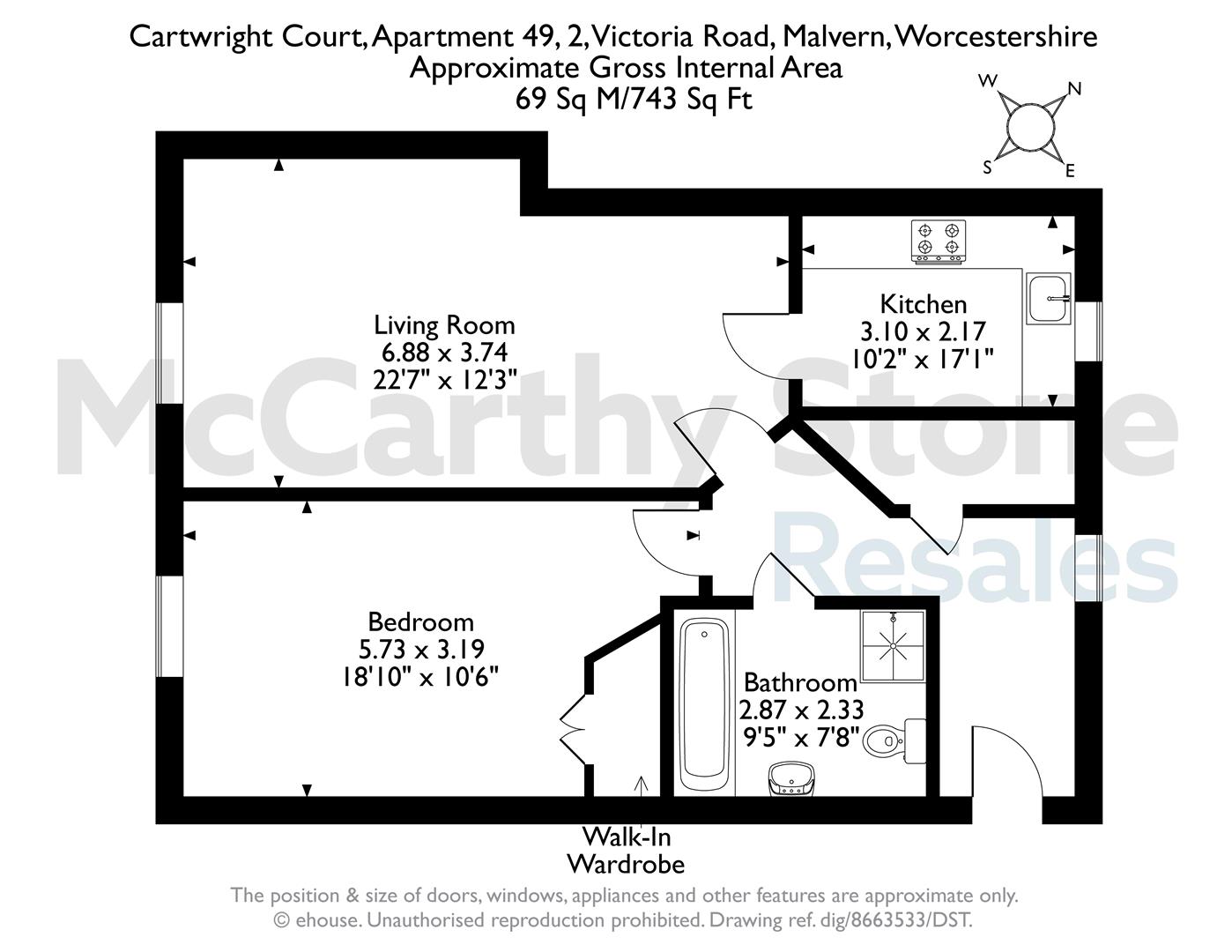 49 Cartwright Court, 2 Victoria Road, Malvern floorplan