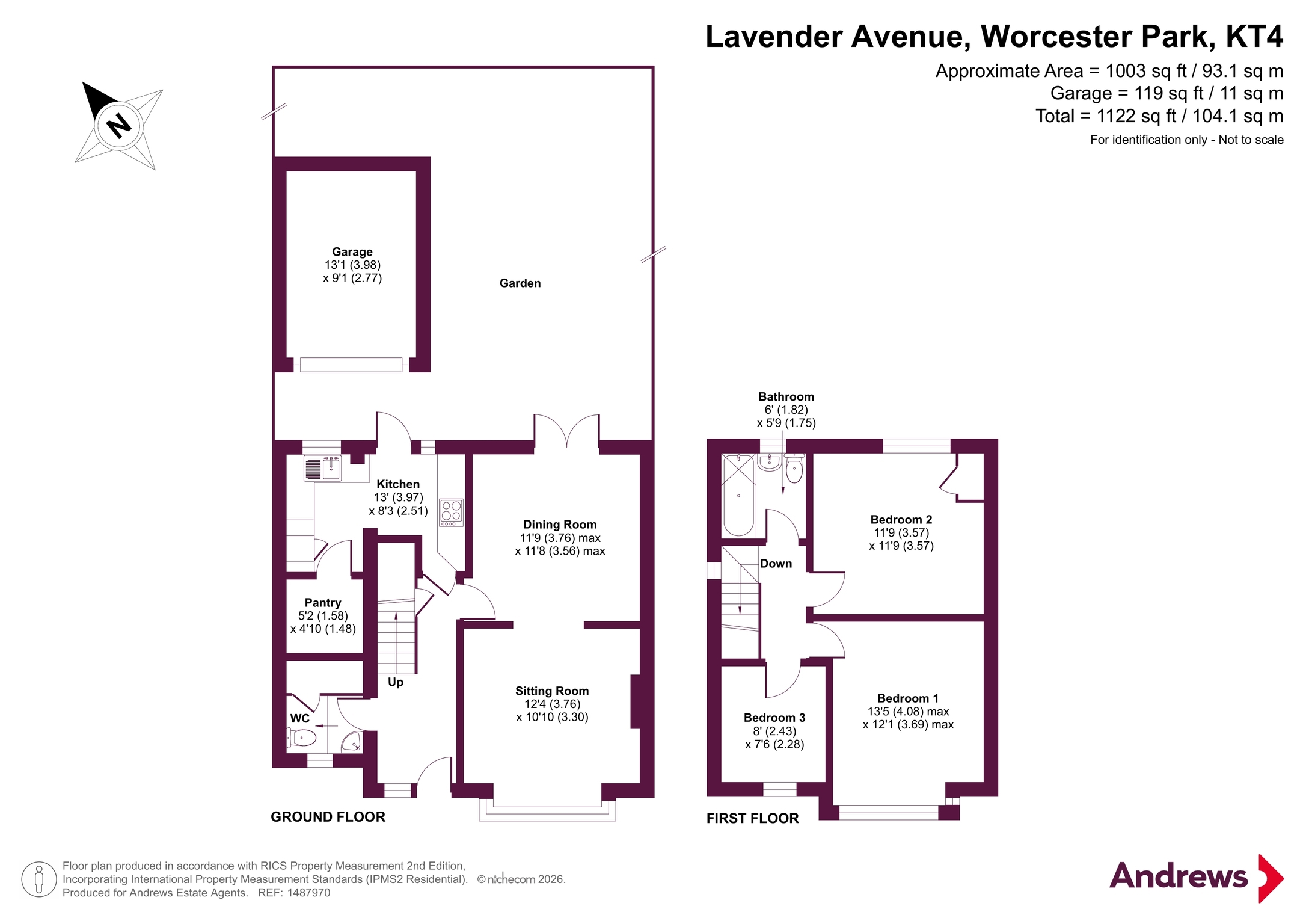 34, Lavender Avenue, Worcester Park floorplan