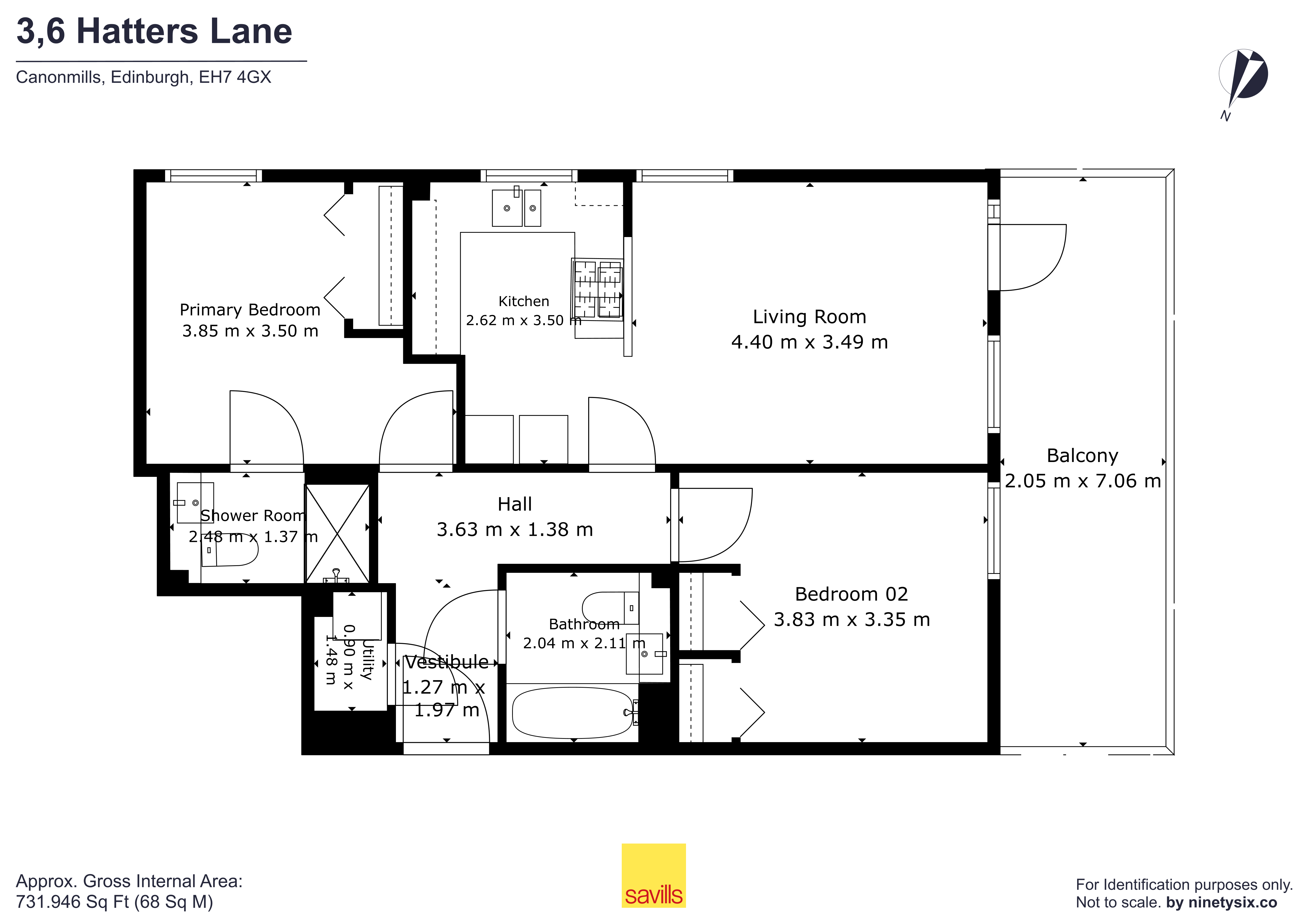 Flat 3, 6, Hatters Lane, Edinburgh floorplan
