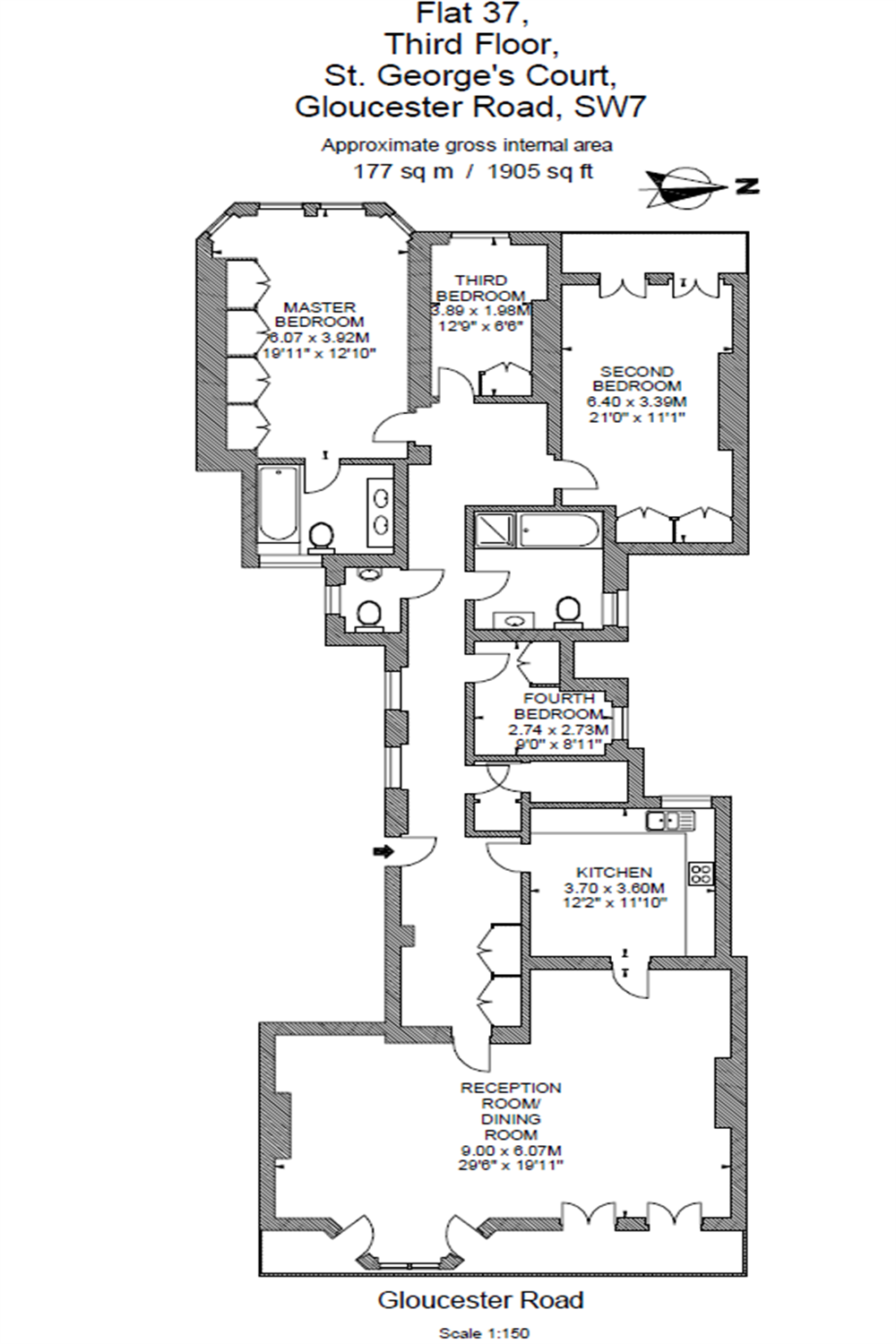 42, Flat 37, 47 Gloucester Road, London floorplan