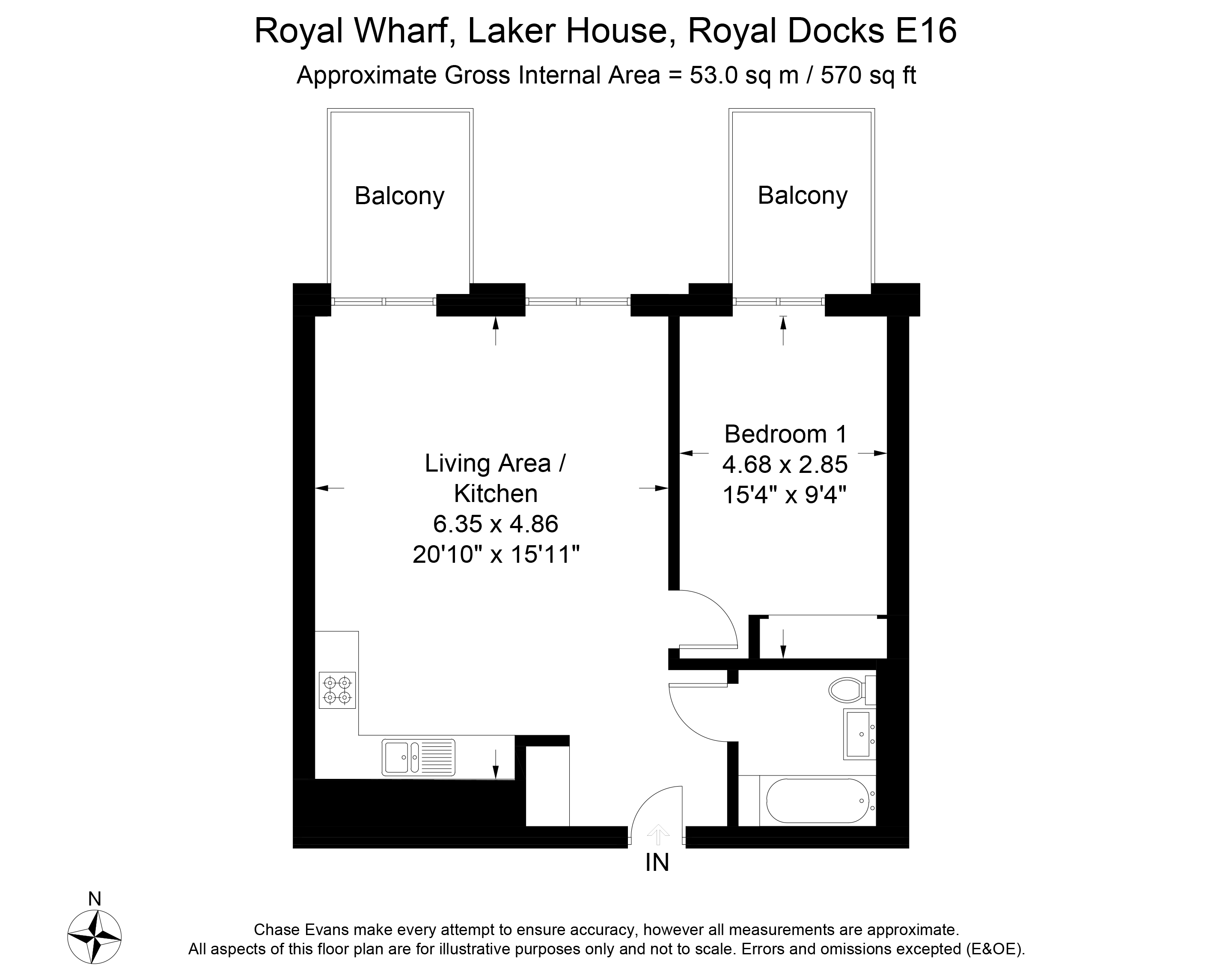 1 Bedrooms Flat to rent in Royal Wharf, Laker House, Royal Docks E16