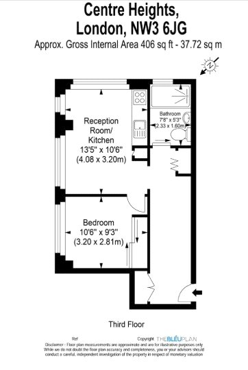 Flat 301,, Centre Heights, Hampstead floorplan
