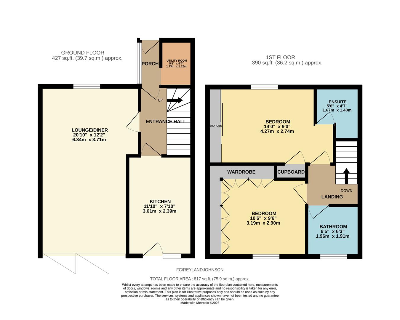 283, Fold Croft, Harlow floorplan