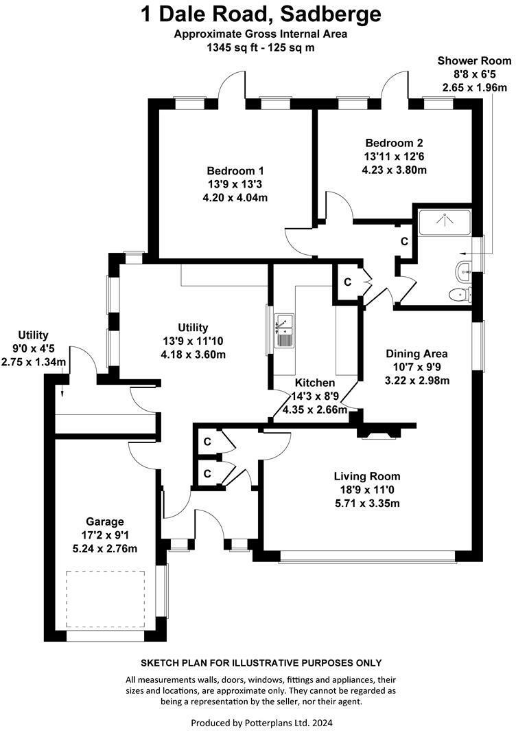 Dale Road, Sadberge, Darlington DL2, 2 bedroom semidetached bungalow