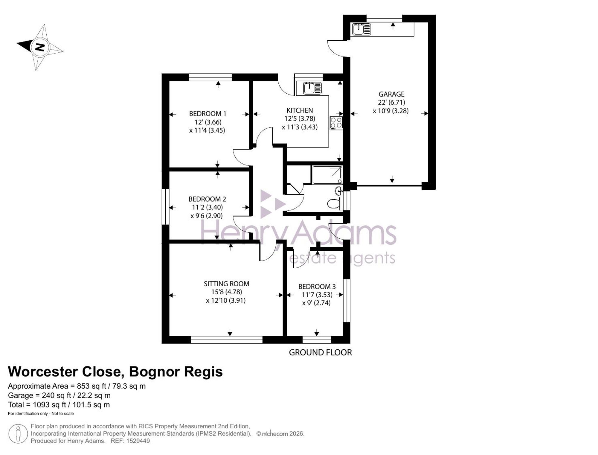 1 Worcester Close, Bognor Regis floorplan