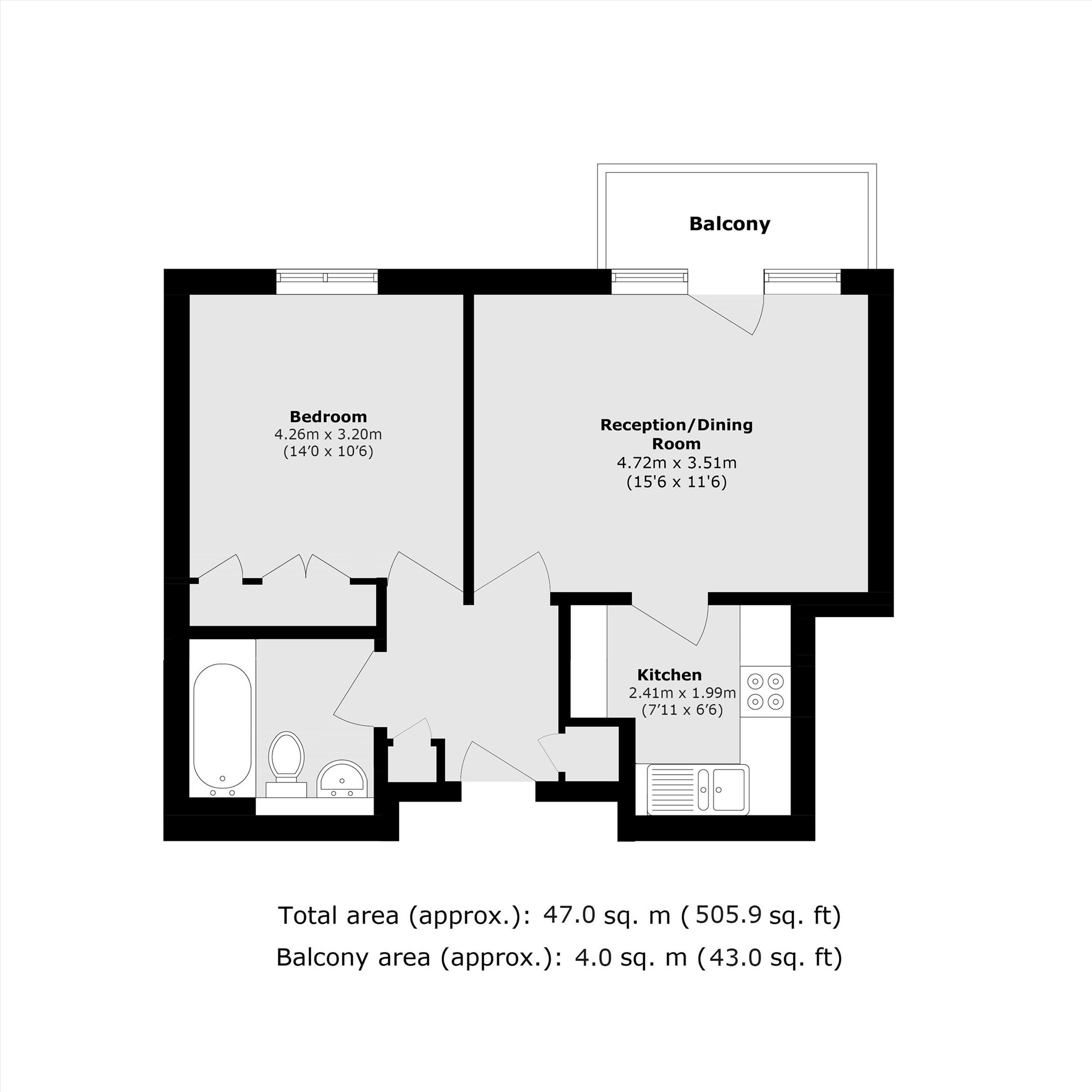 Flat 3A, Chamberlain House, 126, Westminster Bridge Road, London floorplan