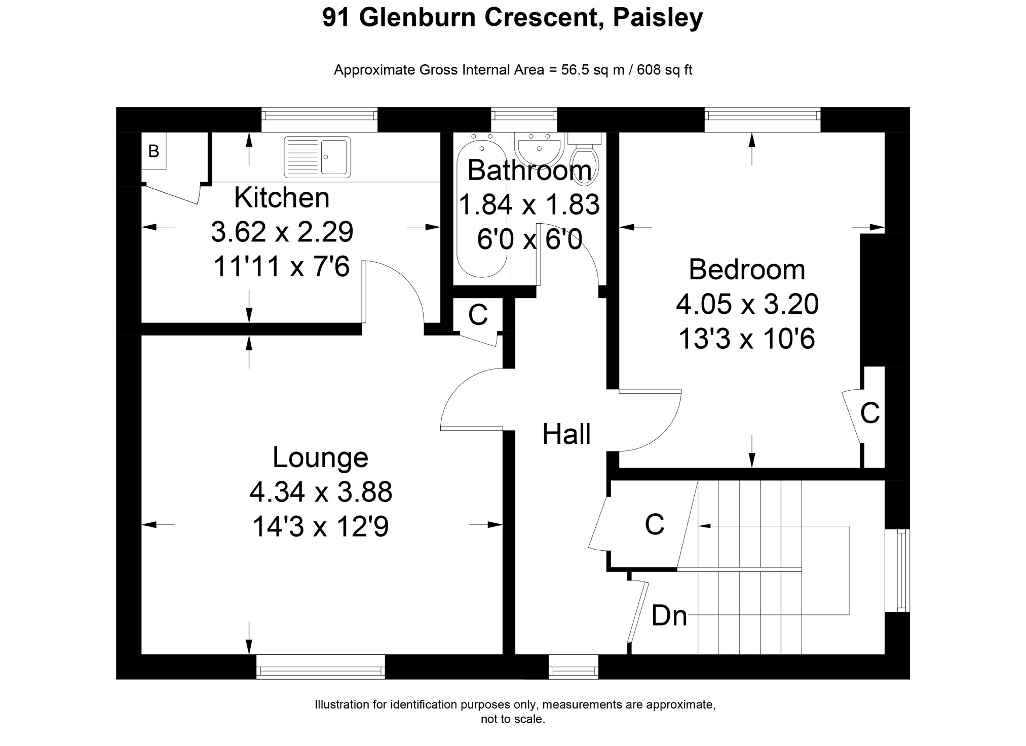 1 Bedrooms Flat for sale in Glenburn Crescent, Paisley PA2