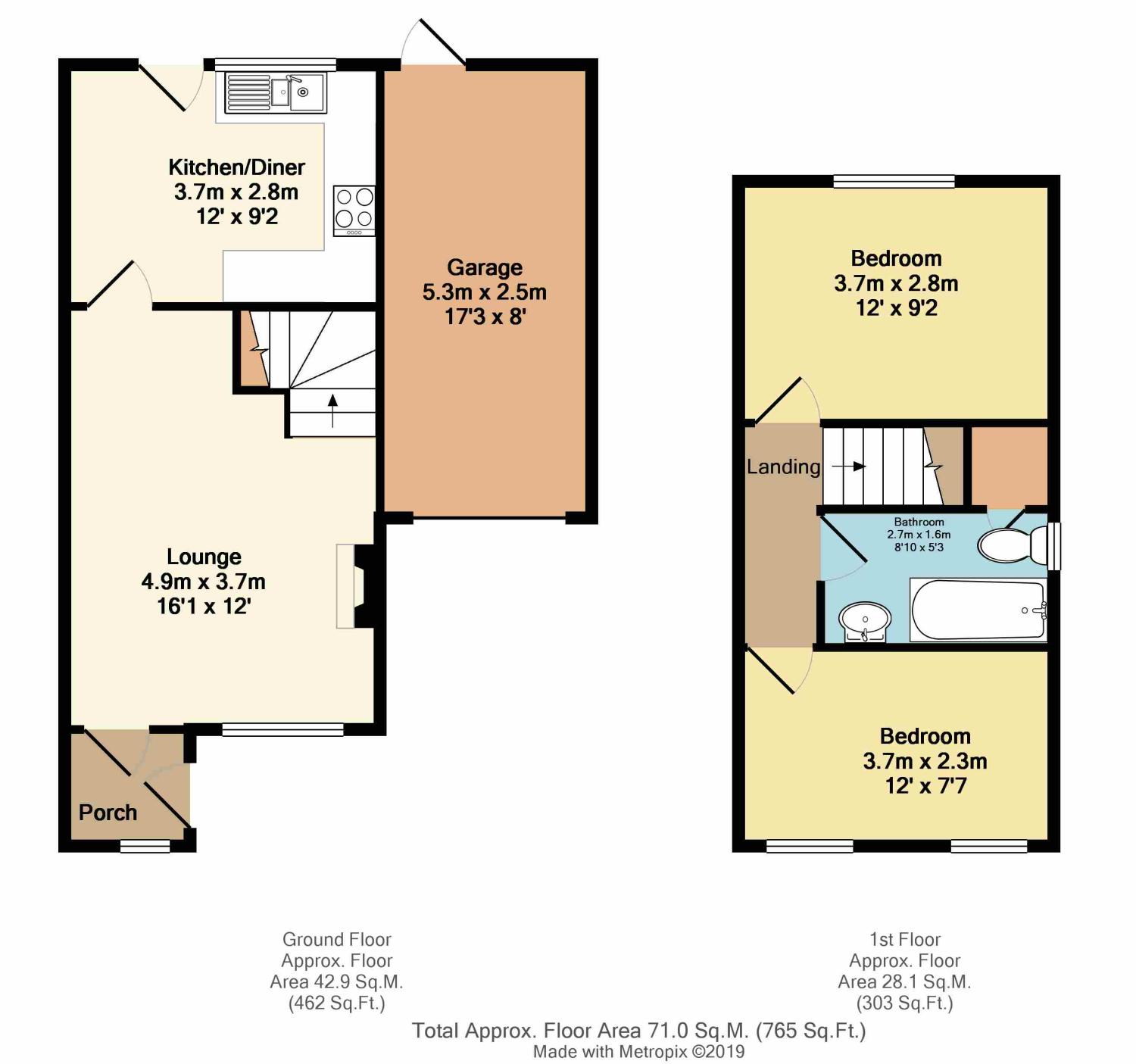 2 Bedrooms Semi-detached house for sale in Meadowside Close, Wingerworth, Chesterfield, Derbyshire S42