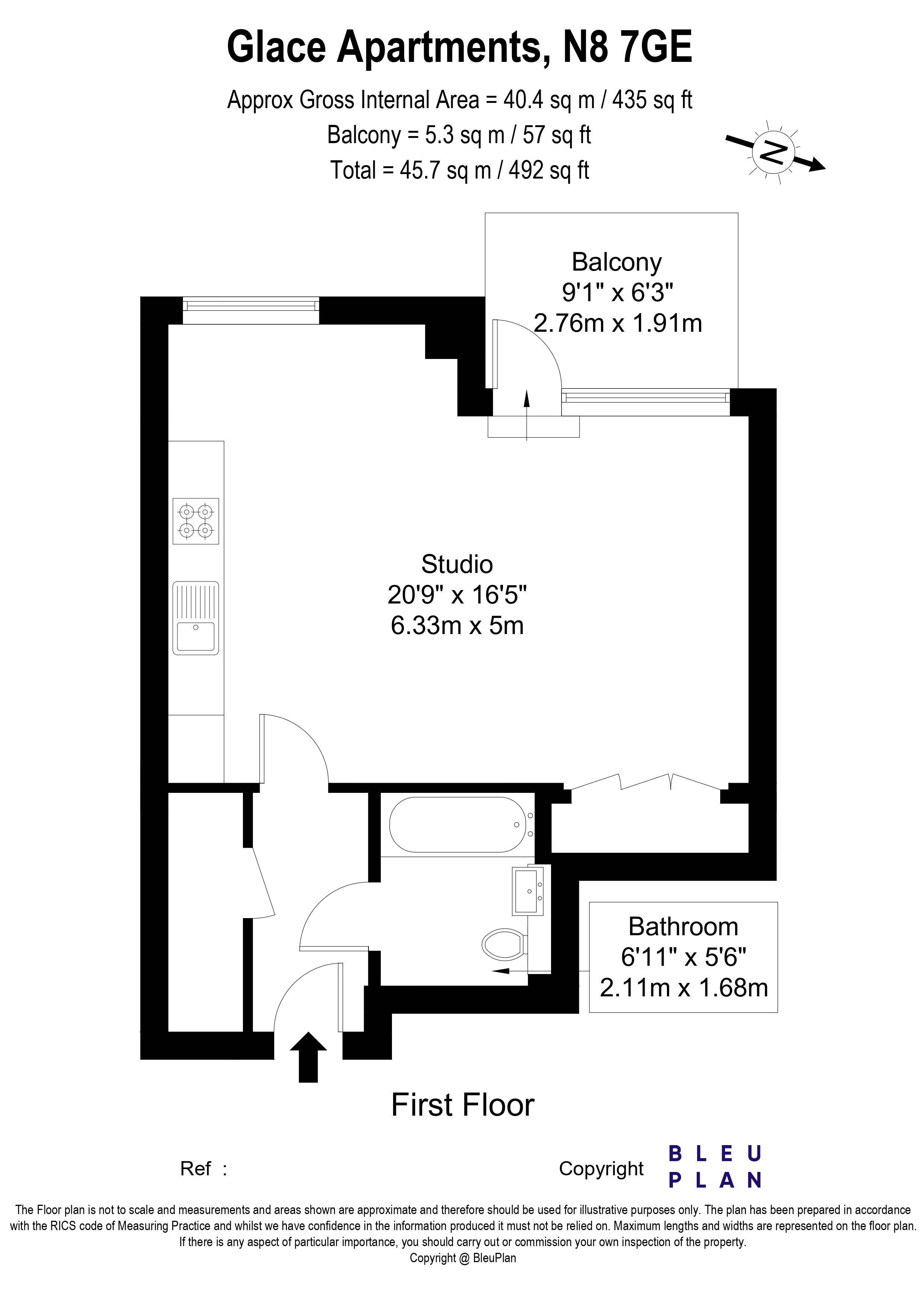 Flat 7, Glace Apartments, 11, Cross Lane, London floorplan