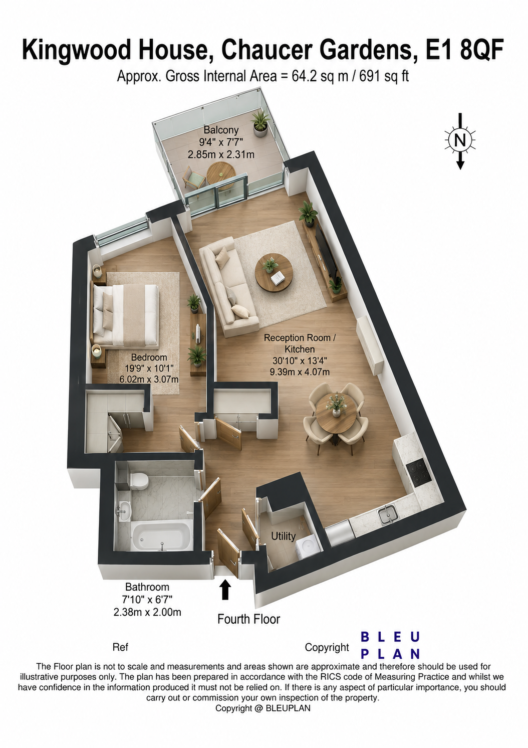 Flat 408, Kingwood House, Goodman'd Field, London floorplan
