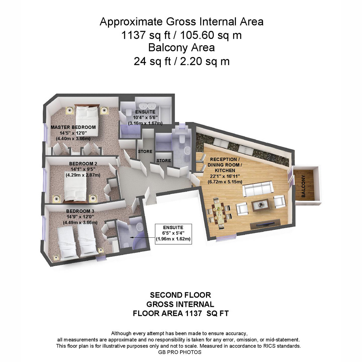 Flat 3, 78, Woodlands, London floorplan