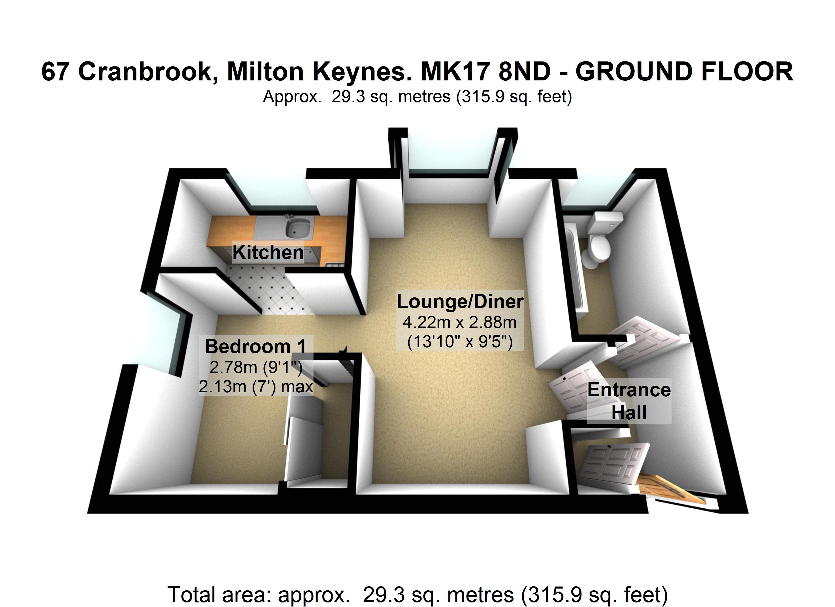 1 Bedrooms Studio to rent in Cranbrook Woburn Sands, Milton Keynes MK17