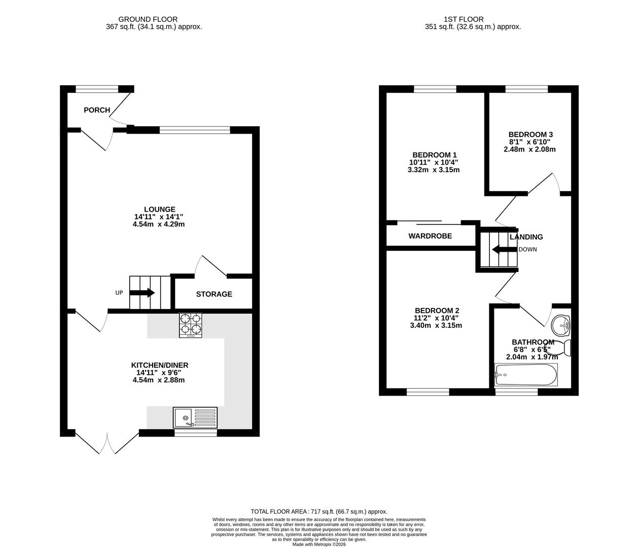 44, Brushfield Road, Chesterfield floorplan