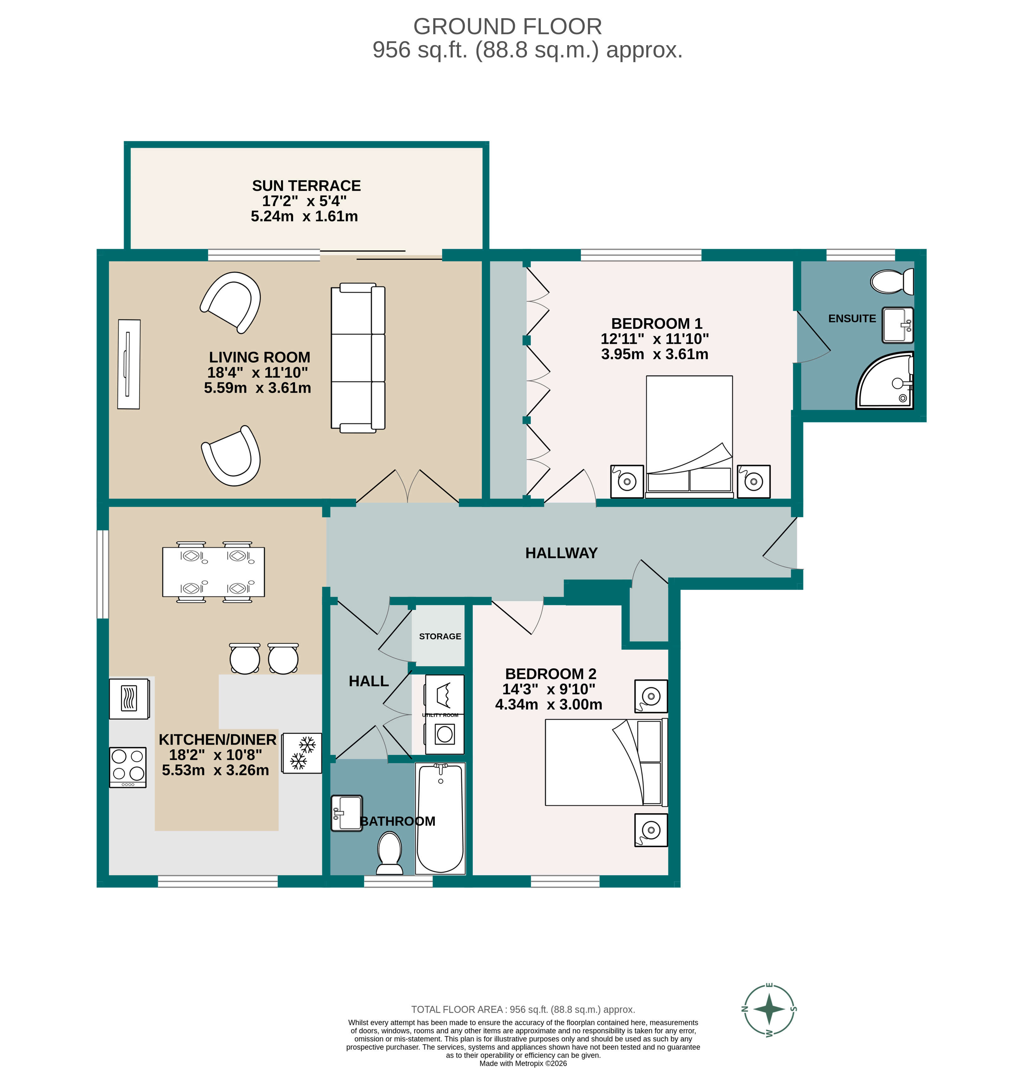 Flat 1, Branksome Court, 5, Western Road, Poole floorplan