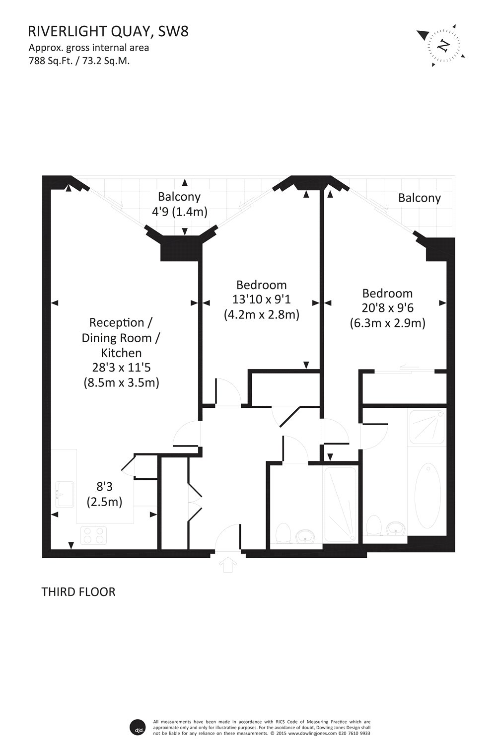 2 Bedrooms Flat to rent in 3 Riverlight Quay, London SW11
