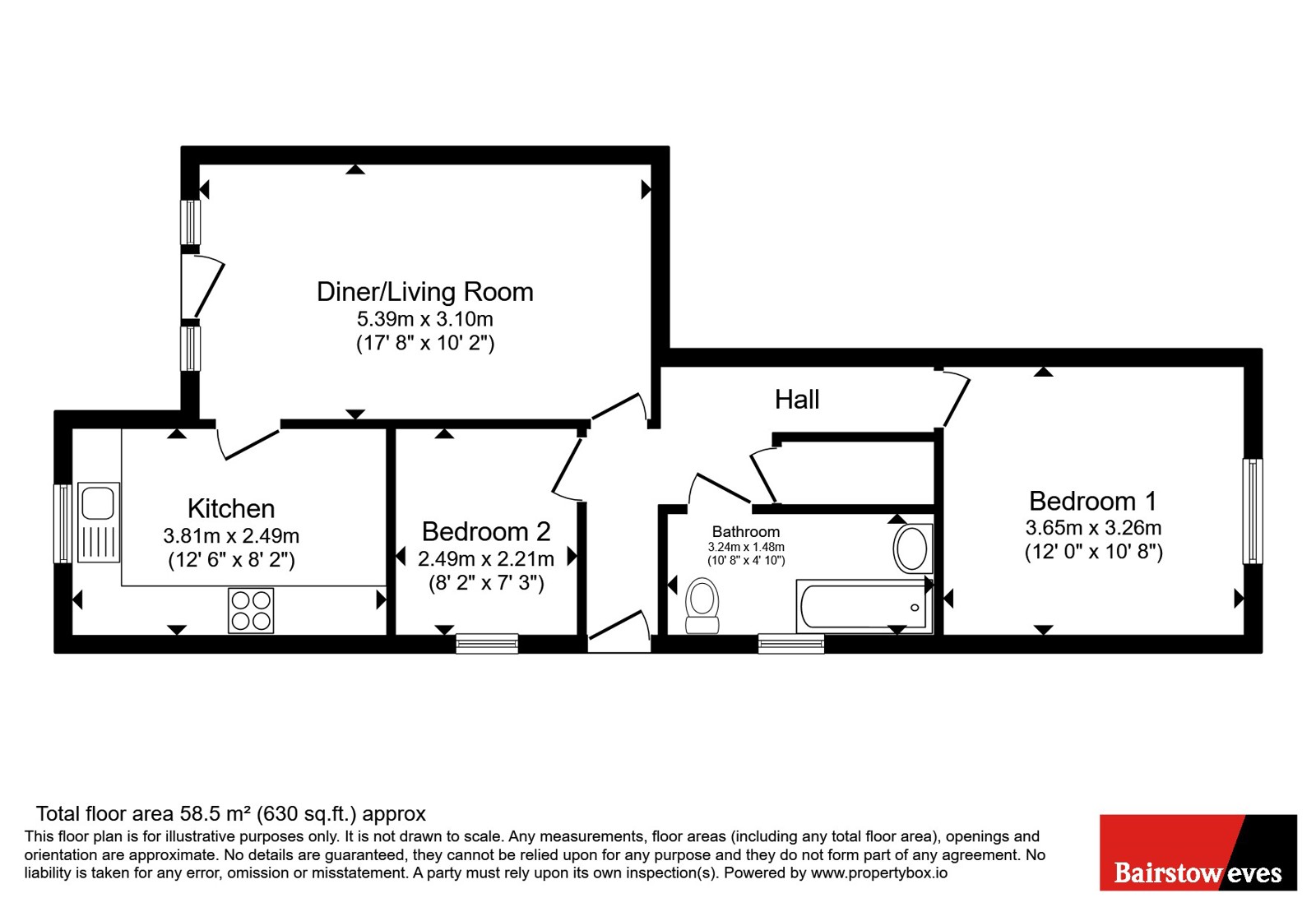 Flat 1 Highview Lodge, 25, The Ridgeway, London floorplan