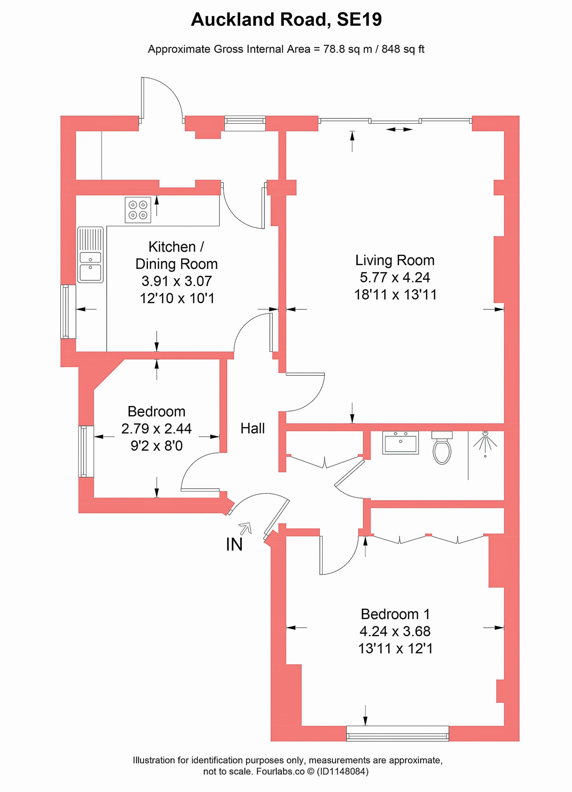 Flat 1, 16 Auckland Road, London floorplan