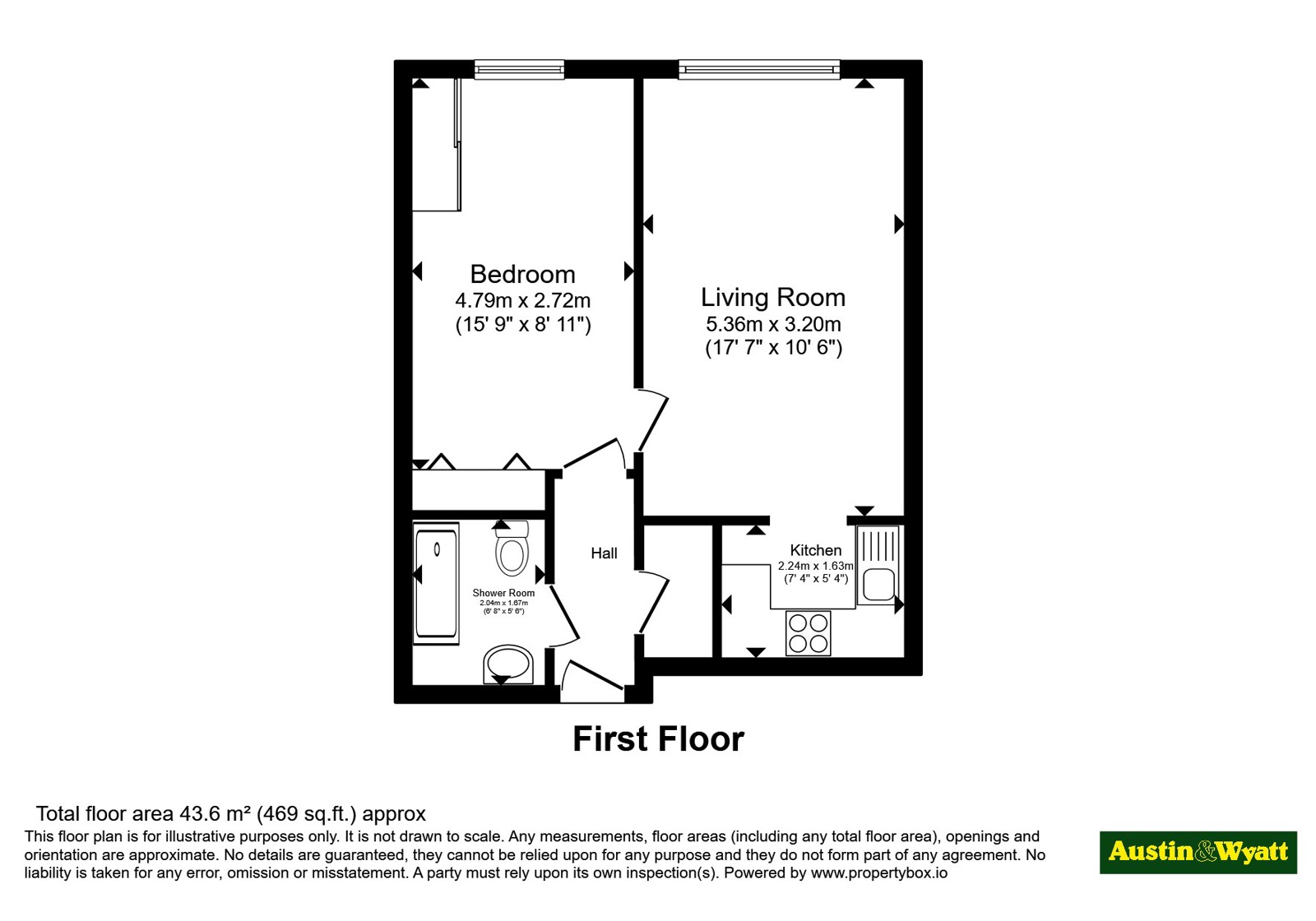 Flat 42, Park View Court, 18, Queens Park West Drive, Dorset floorplan