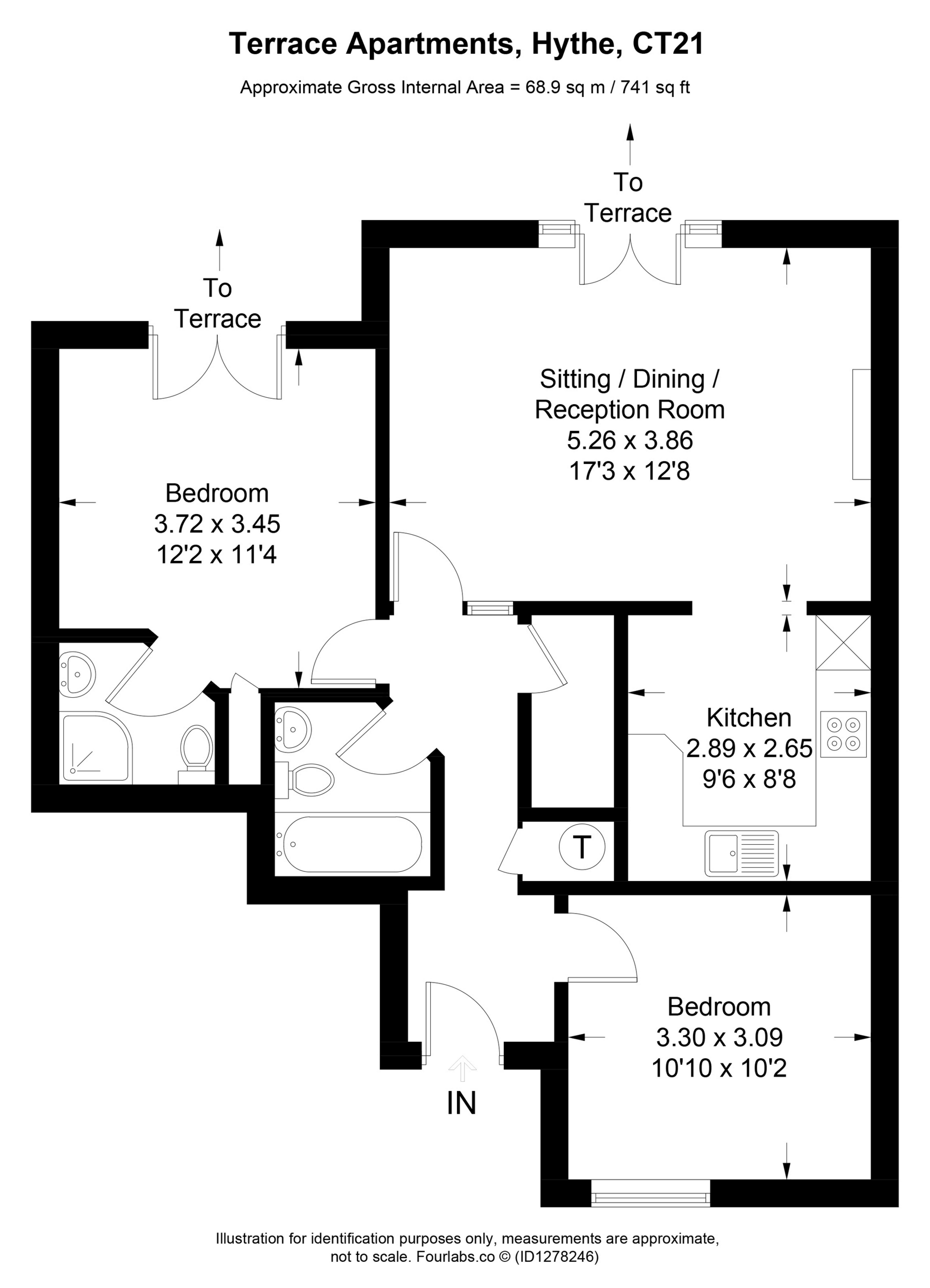 Flat 1 The Terrace Apartments, West Parade, Hythe floorplan