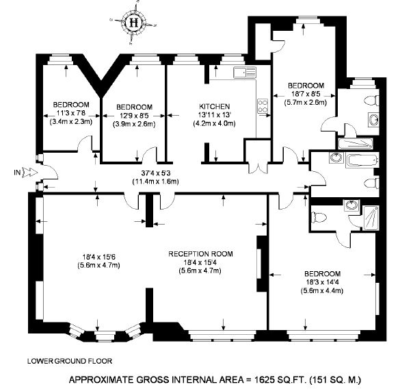 9B, Hyde Park Mansions, London floorplan