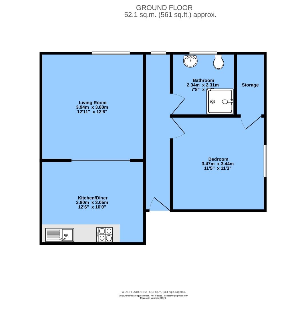 Flat D, Devonshire House, 17 Occupation Road, Cheterfield floorplan