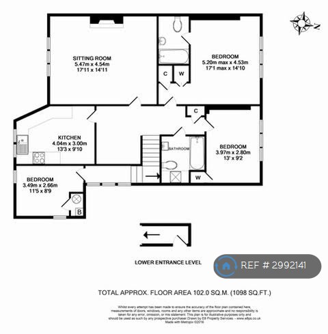 Top Floor Flat, Rawlinson Road, Oxford floorplan