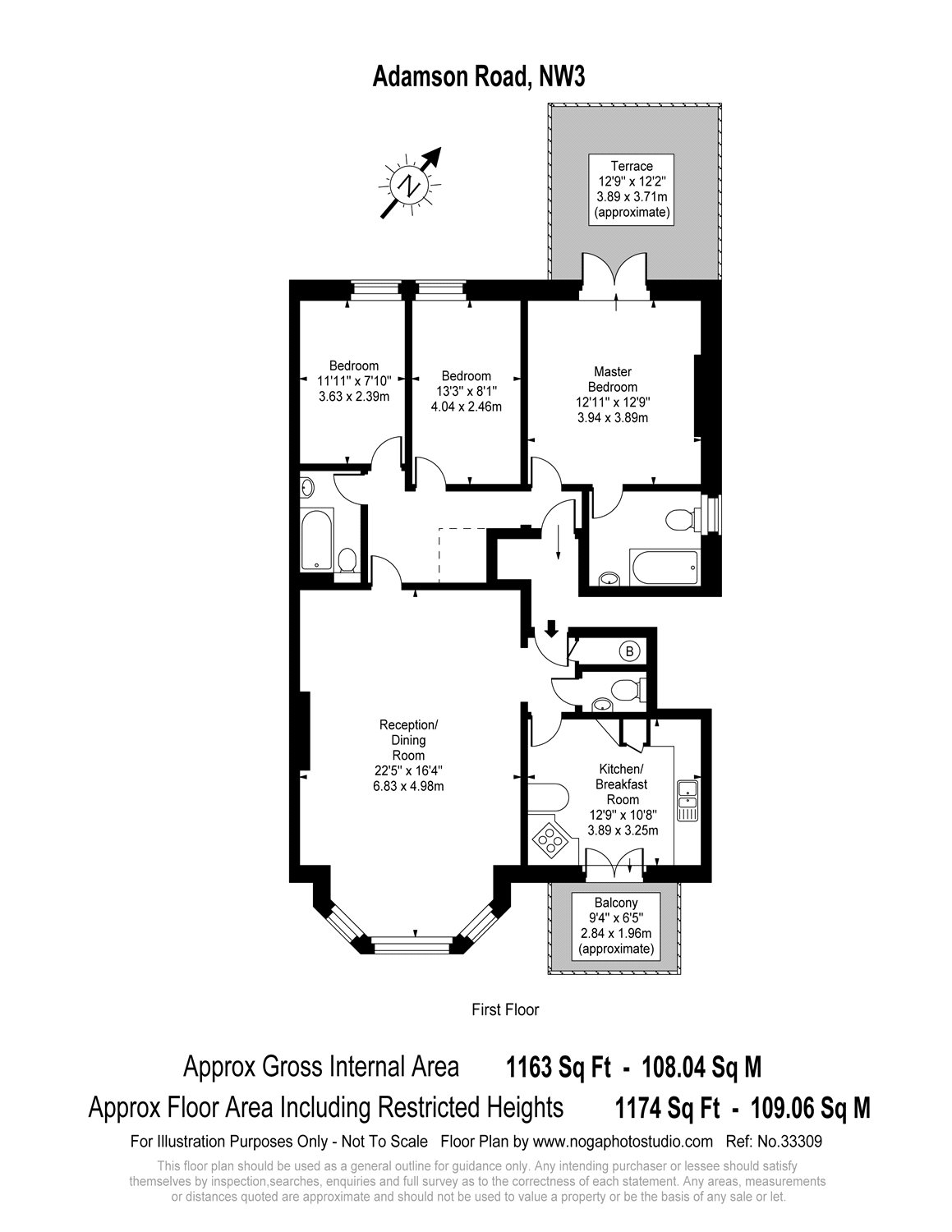 3 Bedrooms Flat for sale in Adamson Road, London NW3