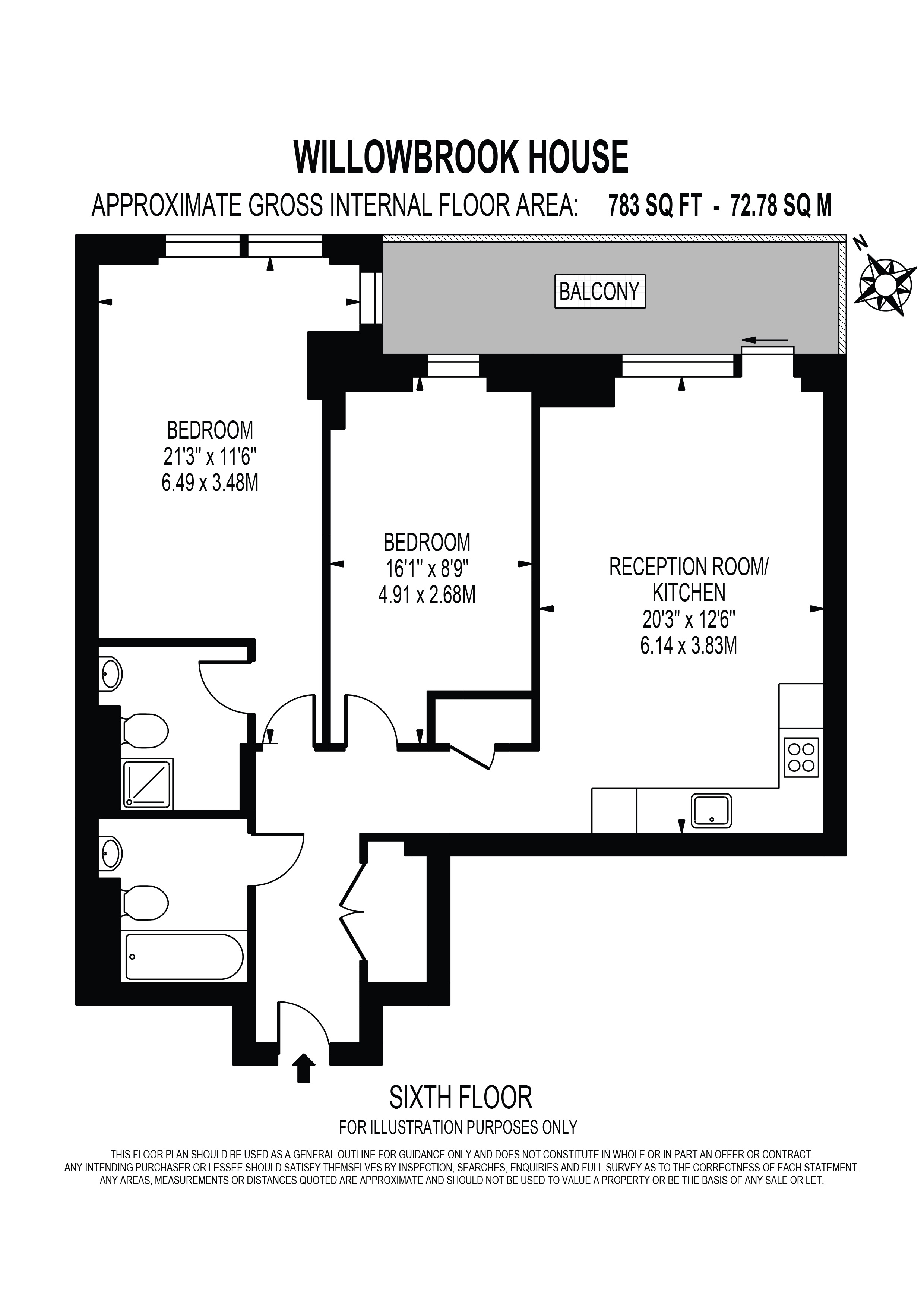 Flat 216 Willowbrook House, Coster Avenue, London floorplan