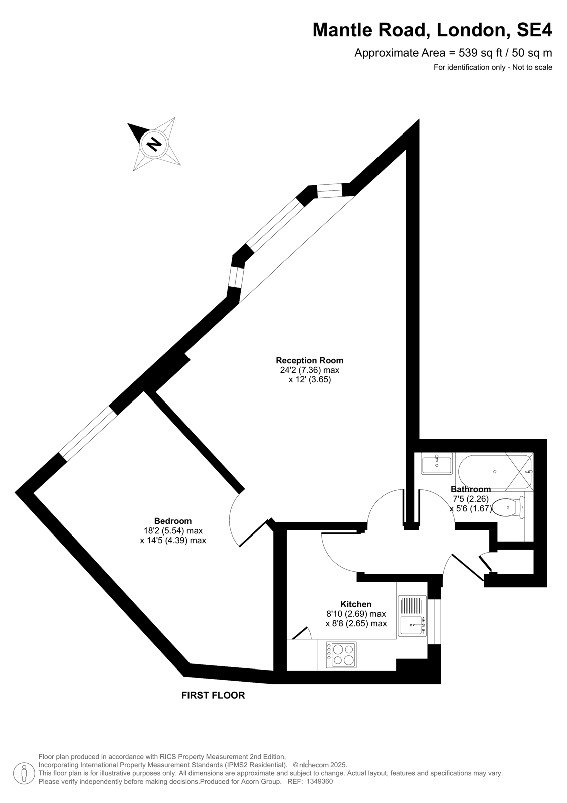 Flat 2, Mantle Court, 209-211, Mantle Road, London floorplan