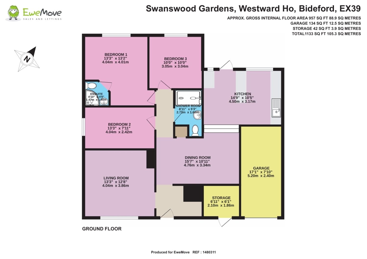 34, Swanswood Gardens, Bideford floorplan