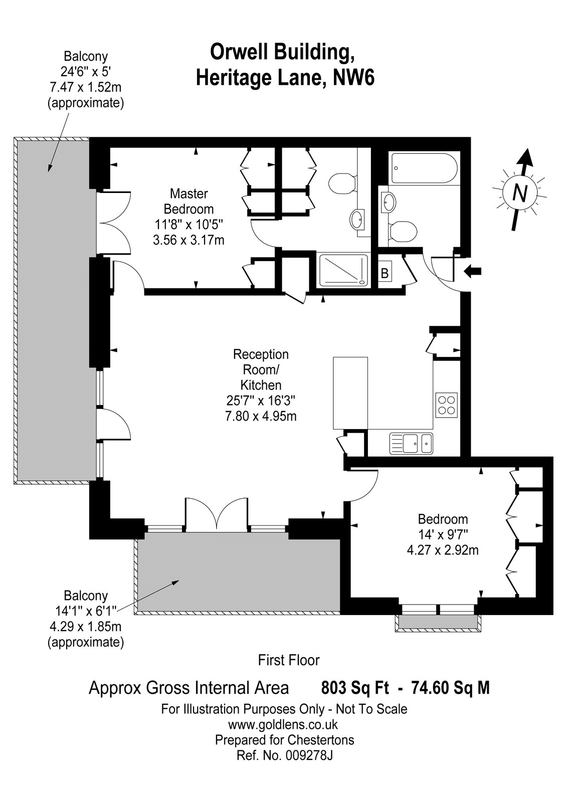 2 Bedrooms Flat to rent in Orwell Building, Heritage Lane, West Hampstead, London NW6