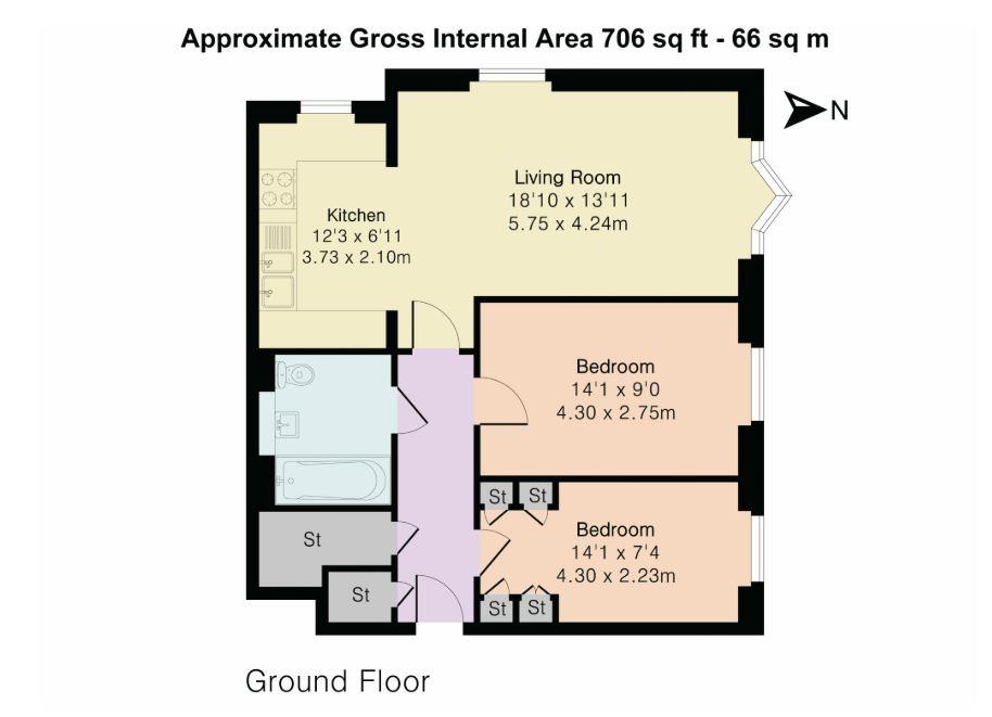 Flat 40, The Firs, Firs Close, Esher floorplan