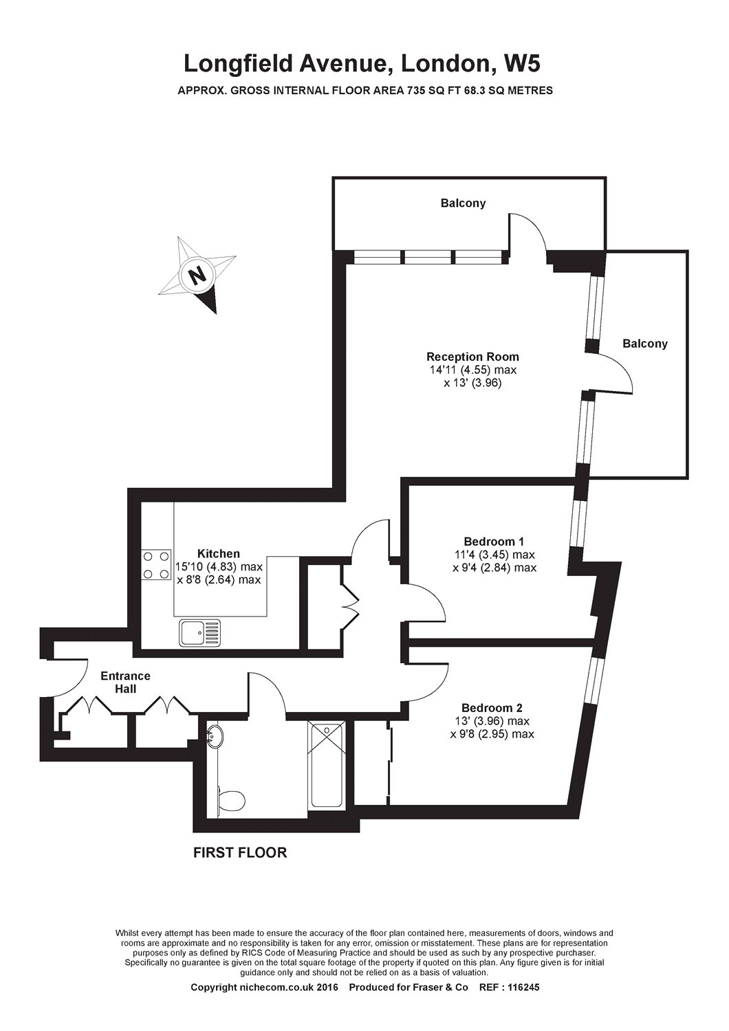 2 Bedrooms Flat to rent in Dashwood House, Longfield Avenue W5