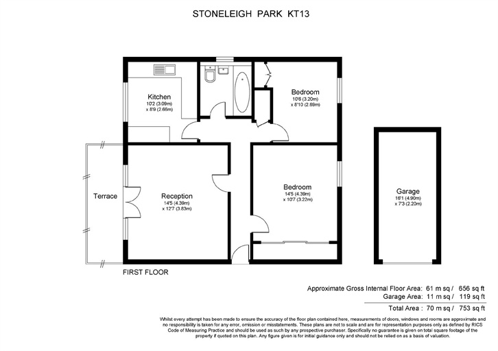 2 Bedrooms Flat to rent in Stoneleigh Park, Weybridge, Surrey KT13