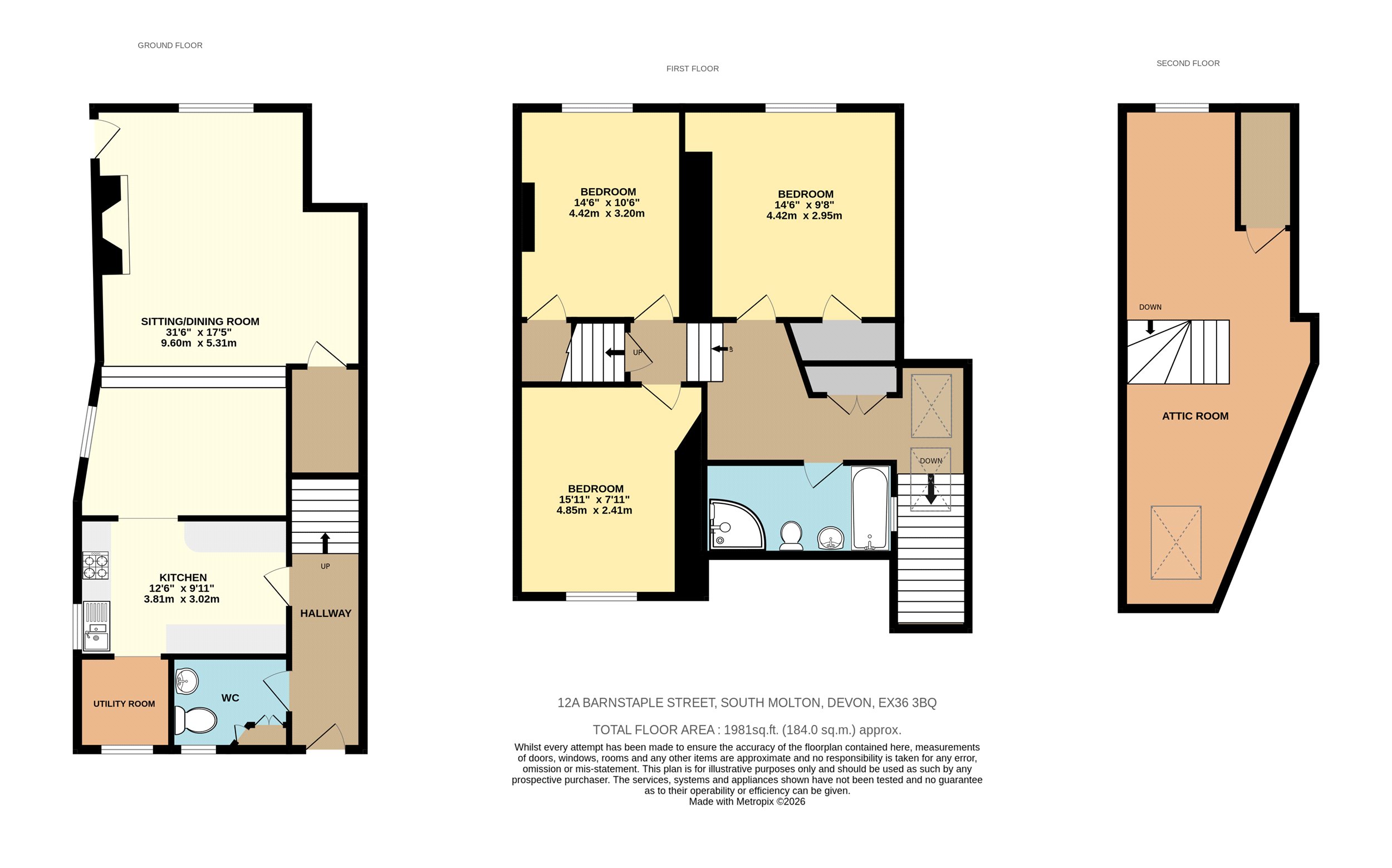 12a Barnstaple Street, South Molton Devon floorplan